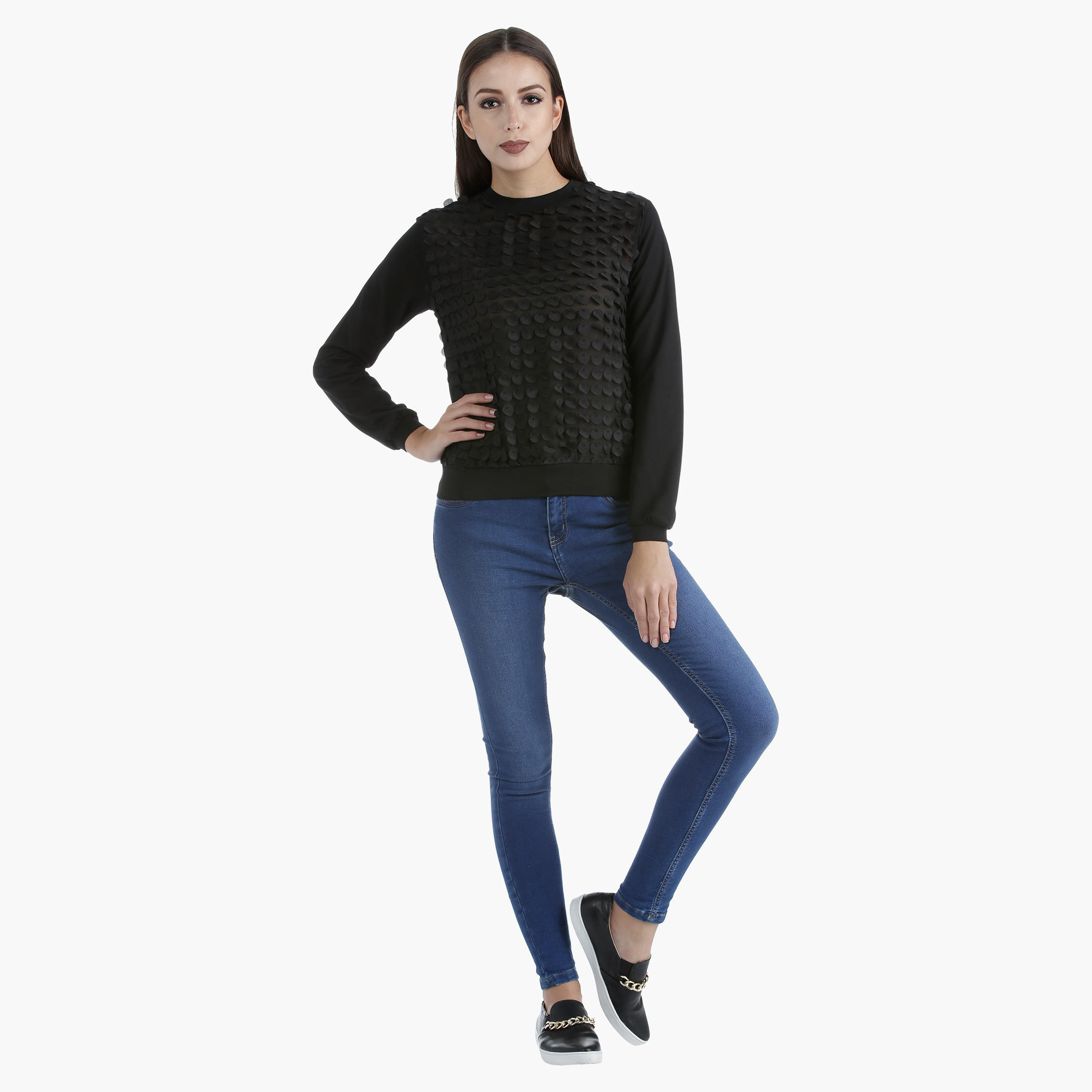 Long-Sleeved Sweatshirt with Fabric Sequins in Regular Fit-women-winterwear-hoodiesandsweatshirts-sweatshirts-image-5
