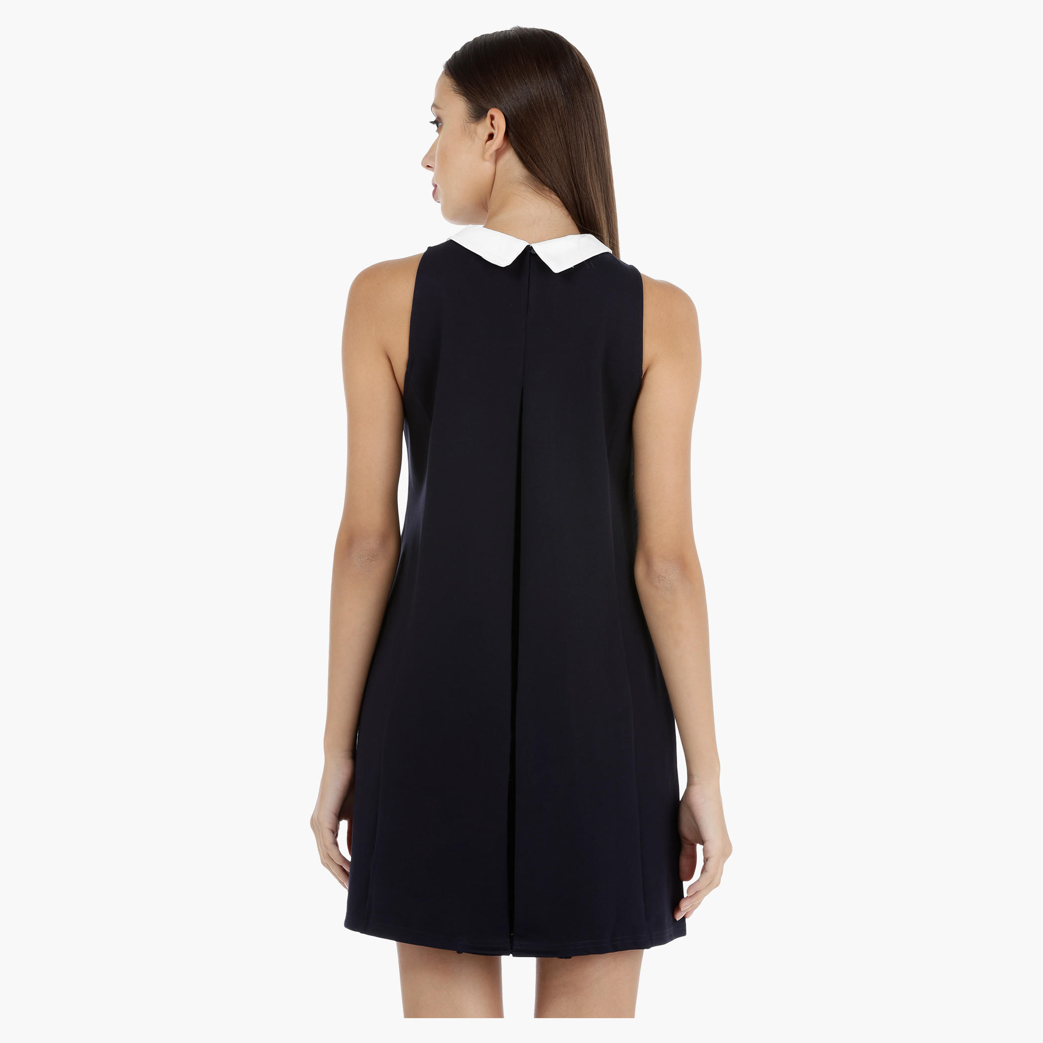 Sleeveless Mini Shift Dress with Chequered Bow-women-clothing-dresses-image-2