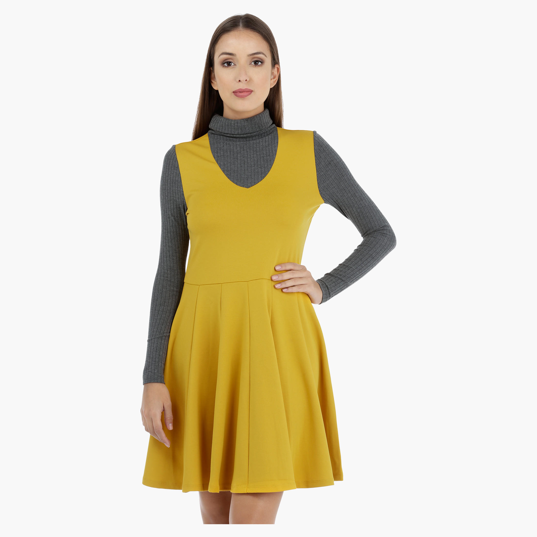 Long Sleeves Shift Dress with Turtleneck-women-clothing-dresses-image-5