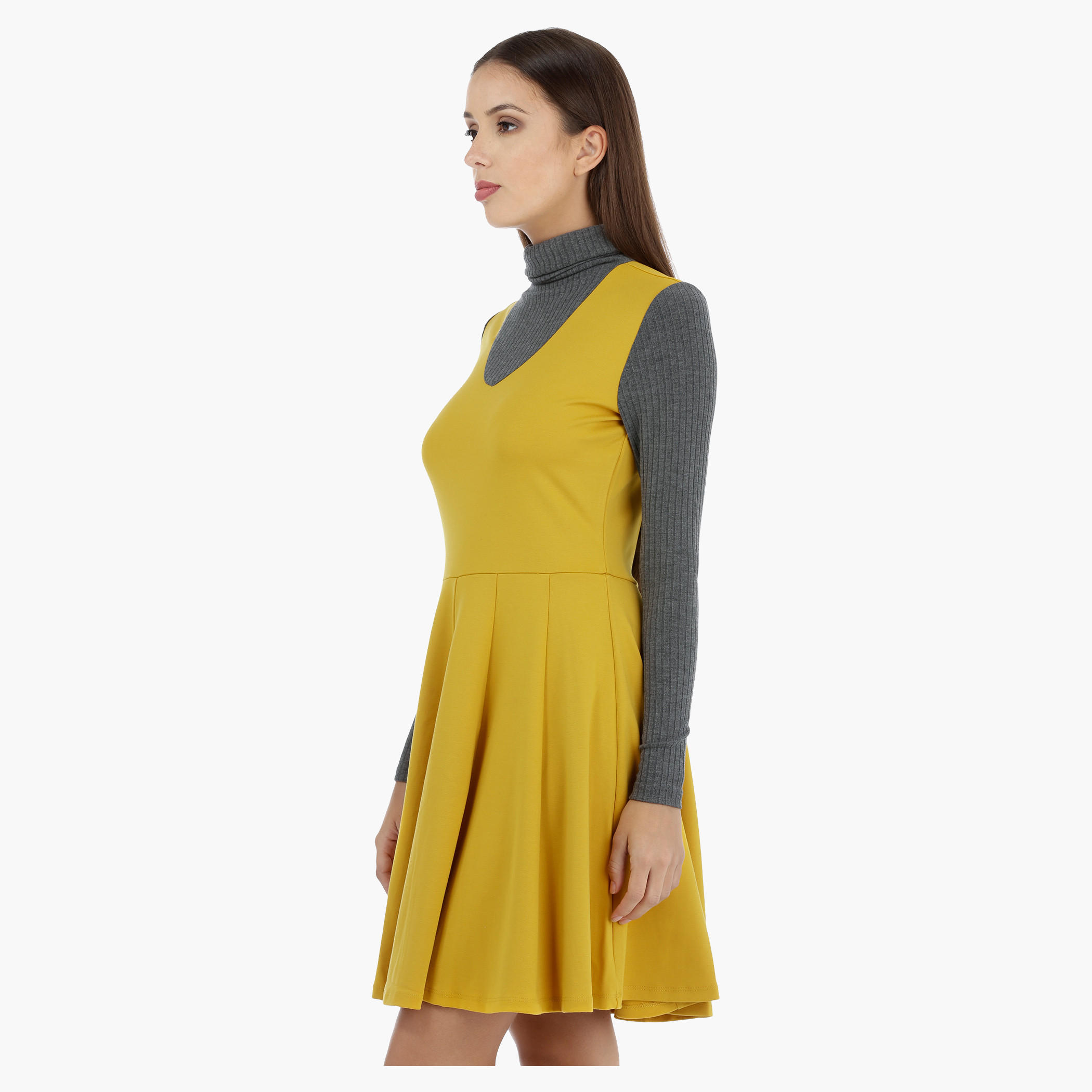 Long Sleeves Shift Dress with Turtleneck-women-clothing-dresses-image-3