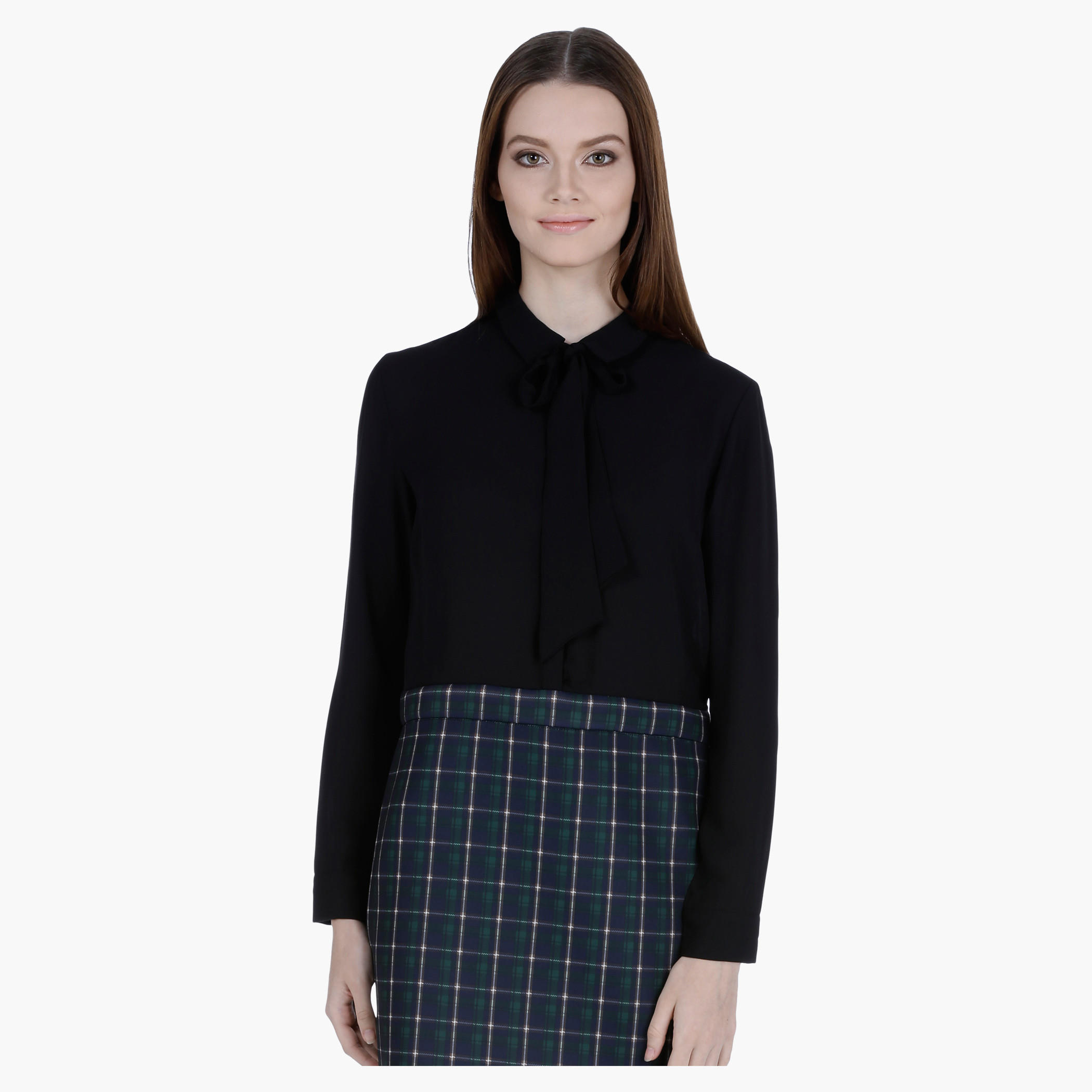 Chequered Long Sleeves Combo Dress-women-clothing-dresses-image-1