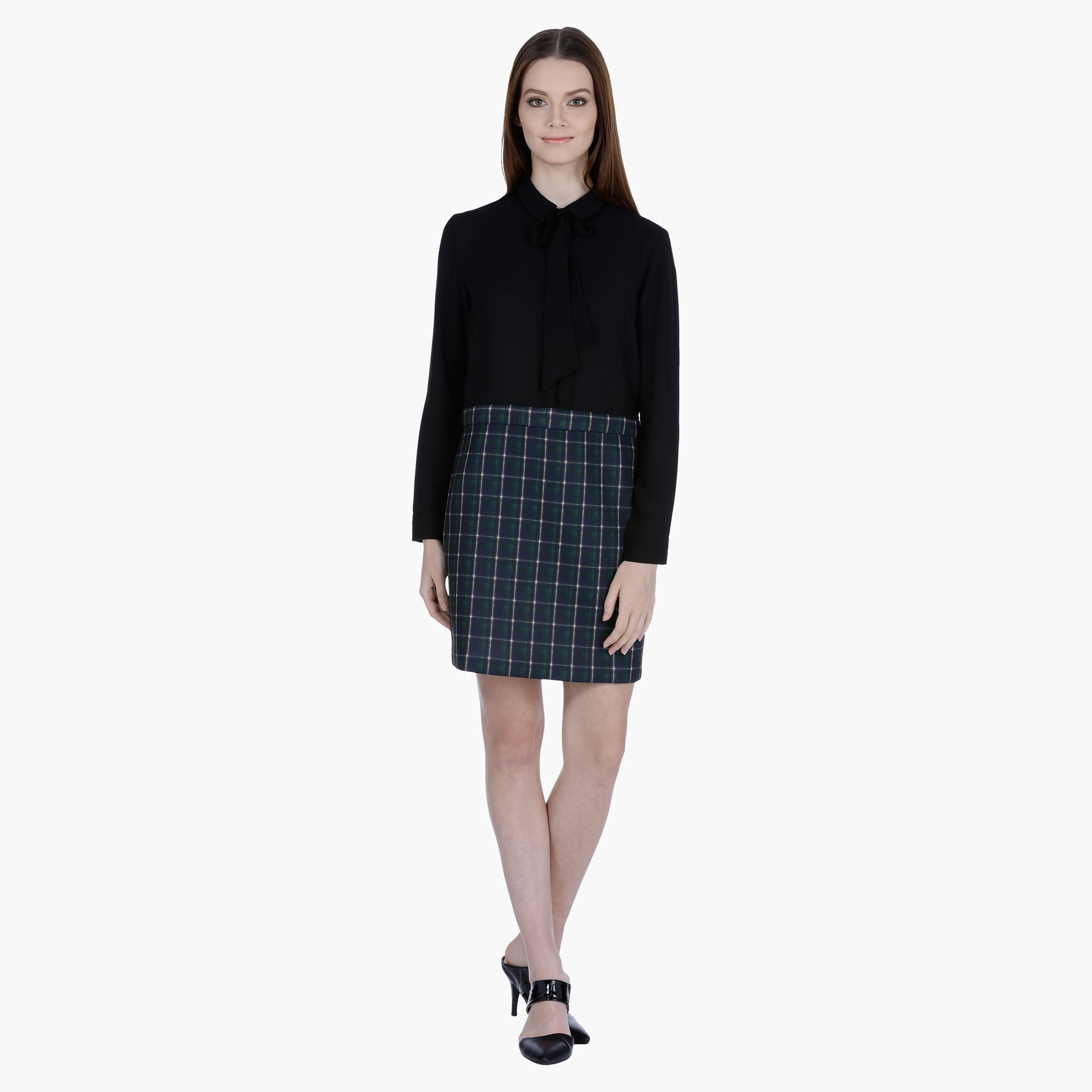 Chequered Long Sleeves Combo Dress-women-clothing-dresses-image-5