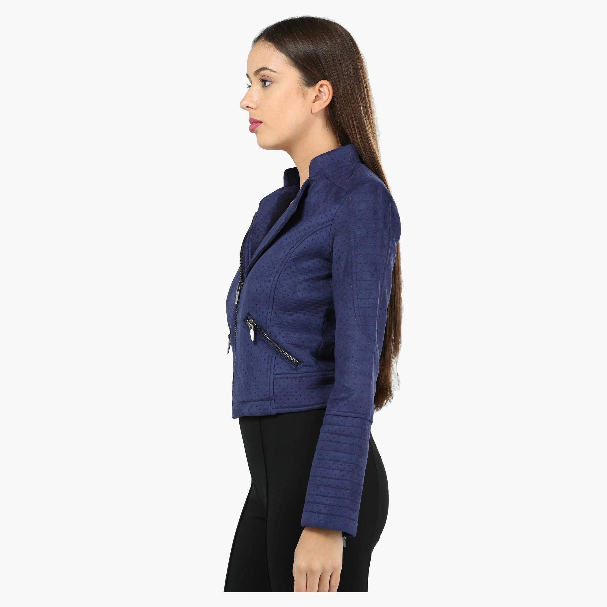 Perforated Biker Jacket with Zip Detail-women-winterwear-coatsandjackets-jackets-image-3