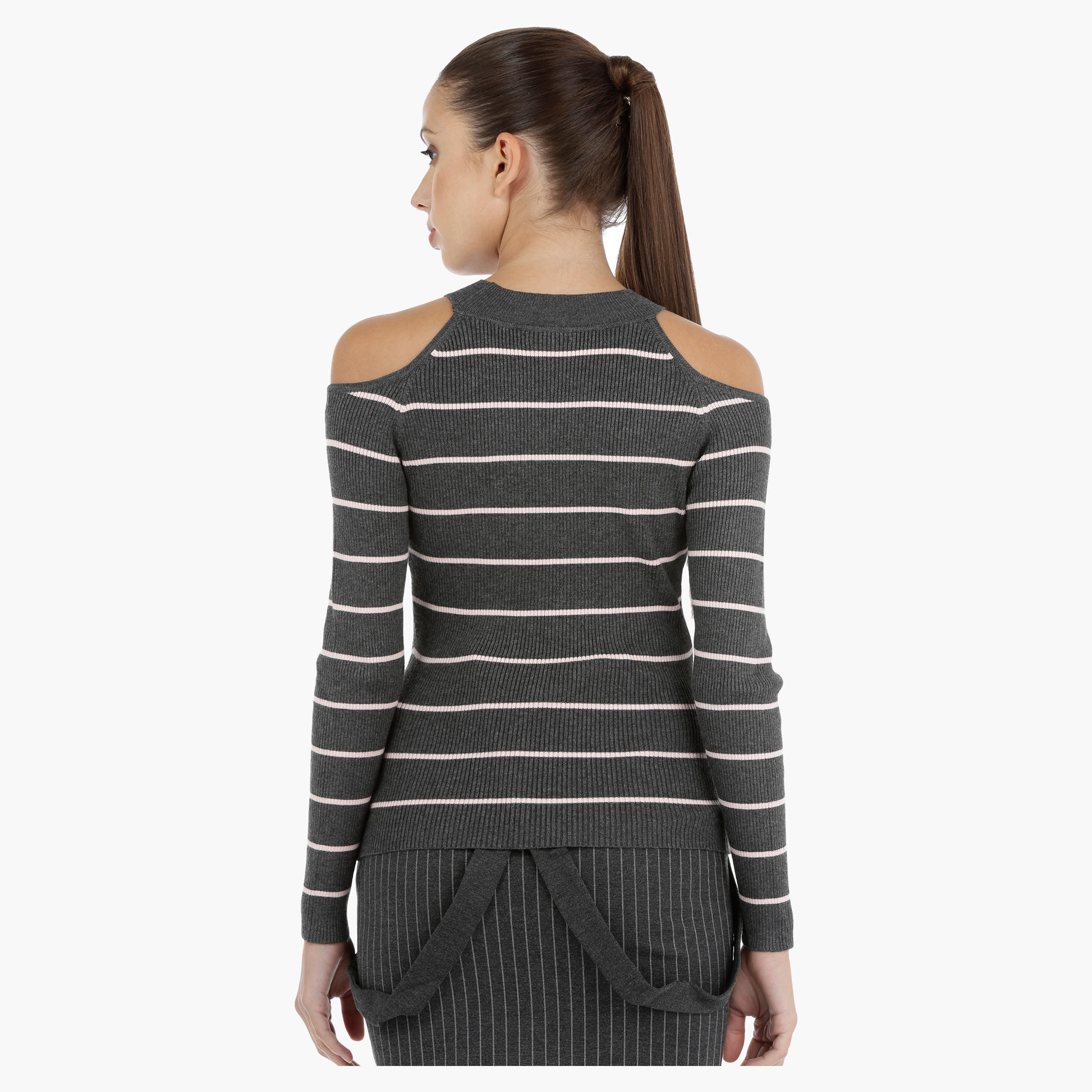 Striped Cold Shoulder Top with Ribbed Detail-women-clothing-shirtsandblouses-blouses-image-2