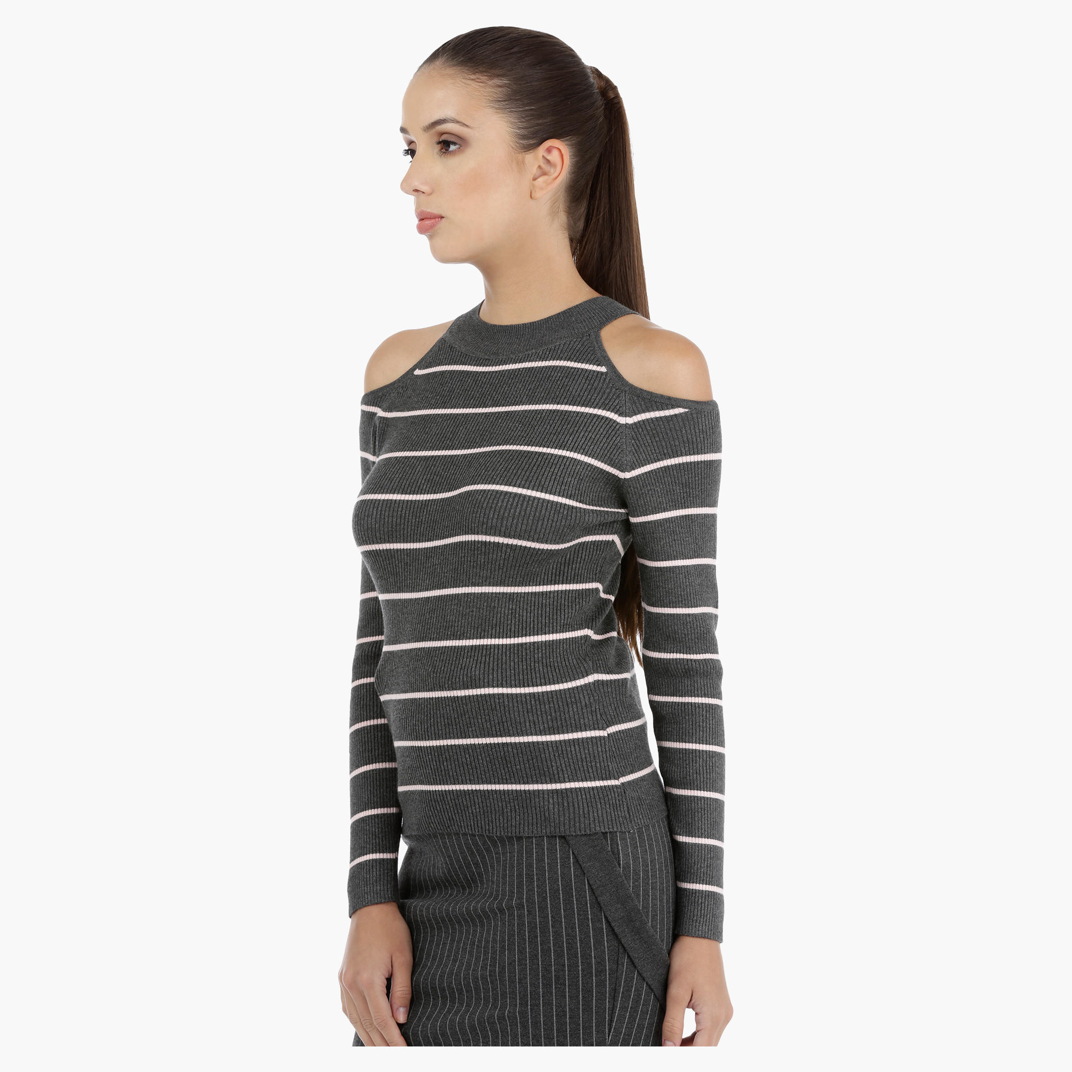 Striped Cold Shoulder Top with Ribbed Detail-women-clothing-shirtsandblouses-blouses-image-3