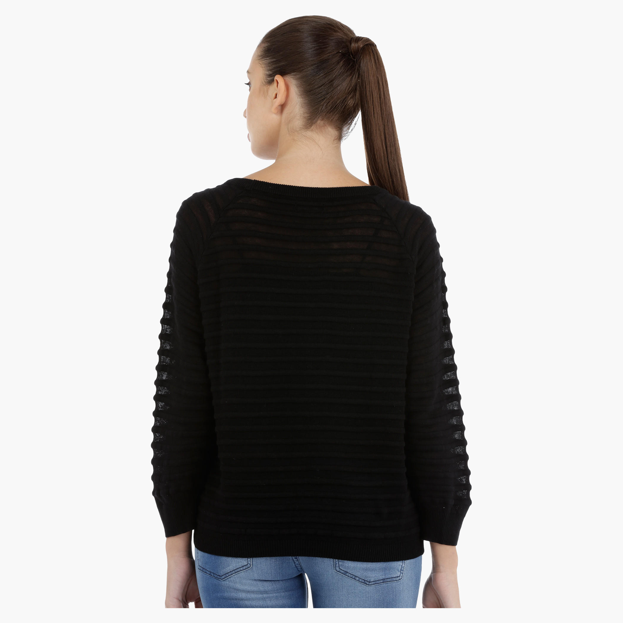 Ribbed Long Sleeves Sweater with Round Neckline-women-clothing-cardigansandjumpers-jumpers-image-2