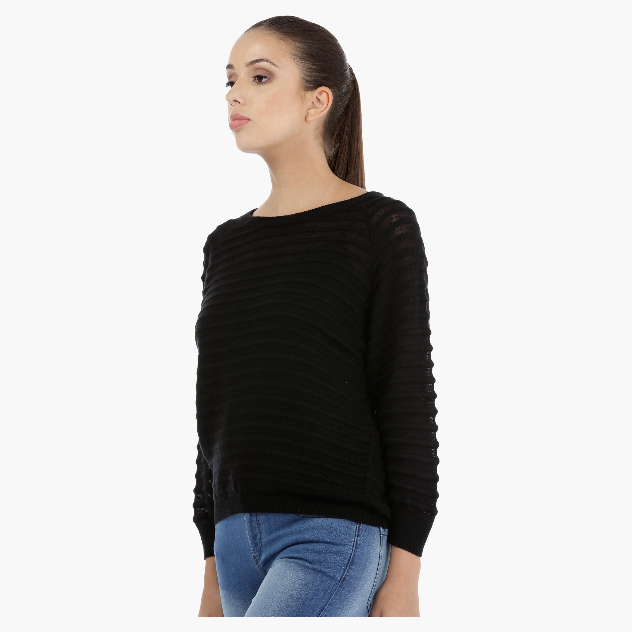 Ribbed Long Sleeves Sweater with Round Neckline-women-clothing-cardigansandjumpers-jumpers-image-3