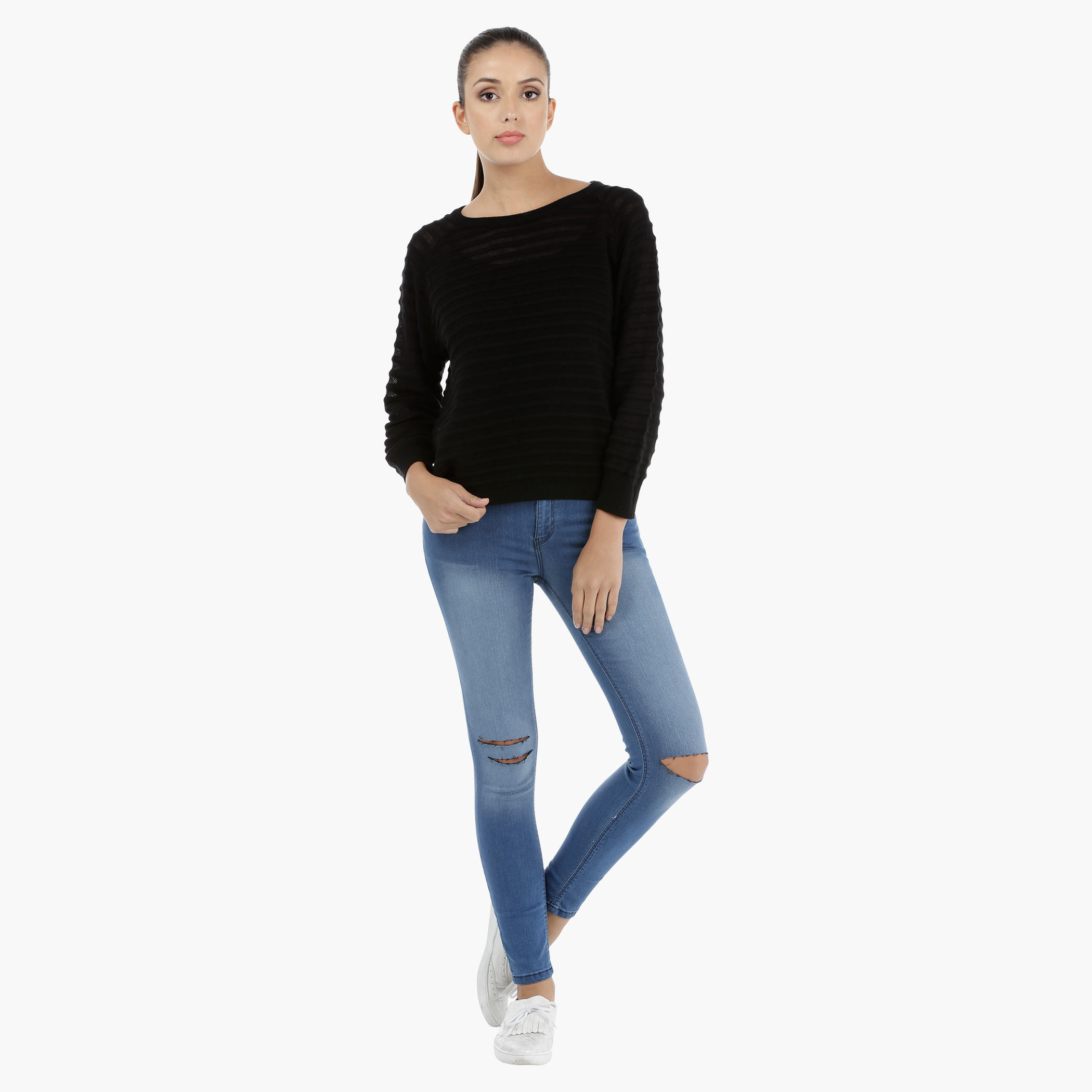 Ribbed Long Sleeves Sweater with Round Neckline-women-clothing-cardigansandjumpers-jumpers-image-5