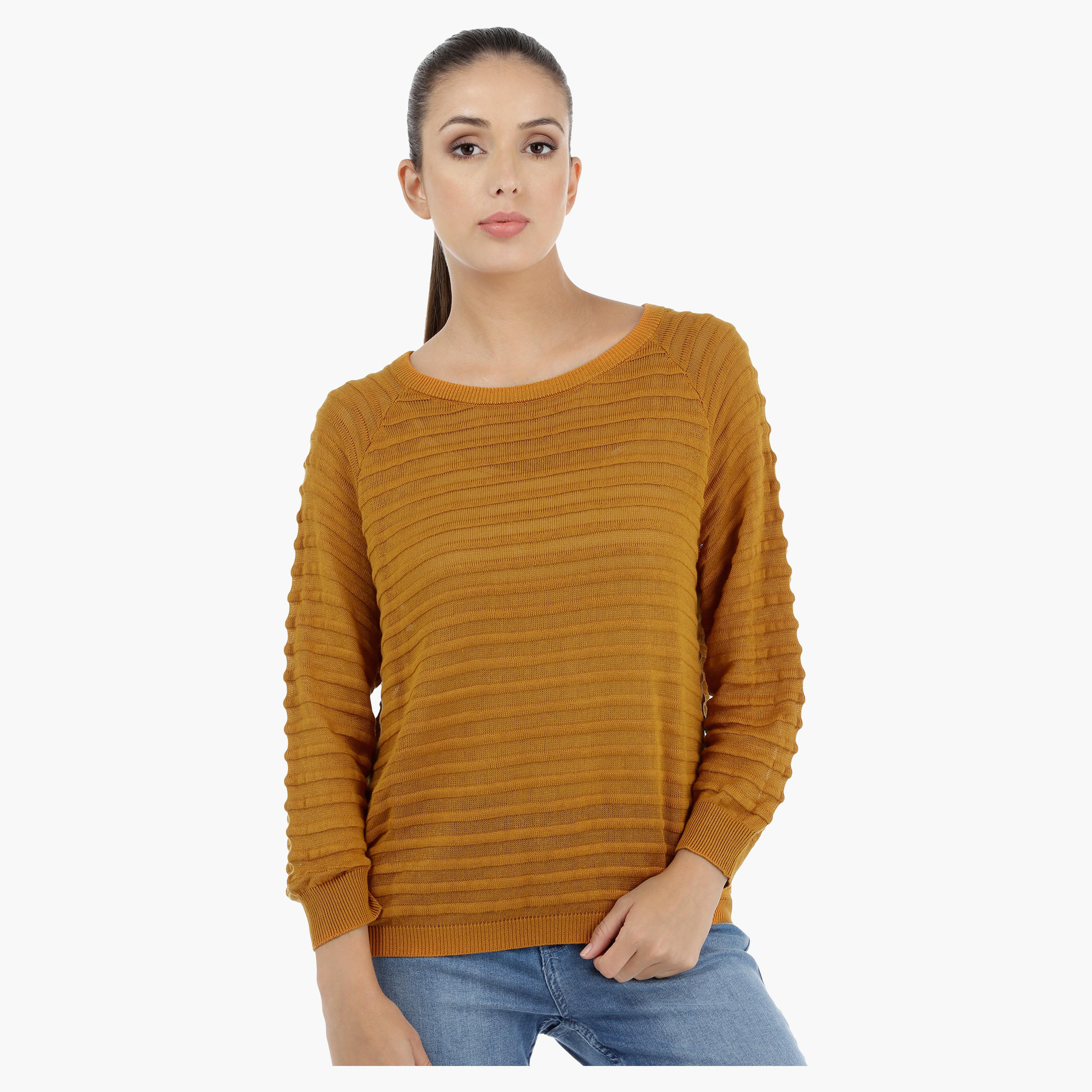 Ribbed Long Sleeves Sweater with Round Neckline-women-clothing-cardigansandjumpers-jumpers-image-6