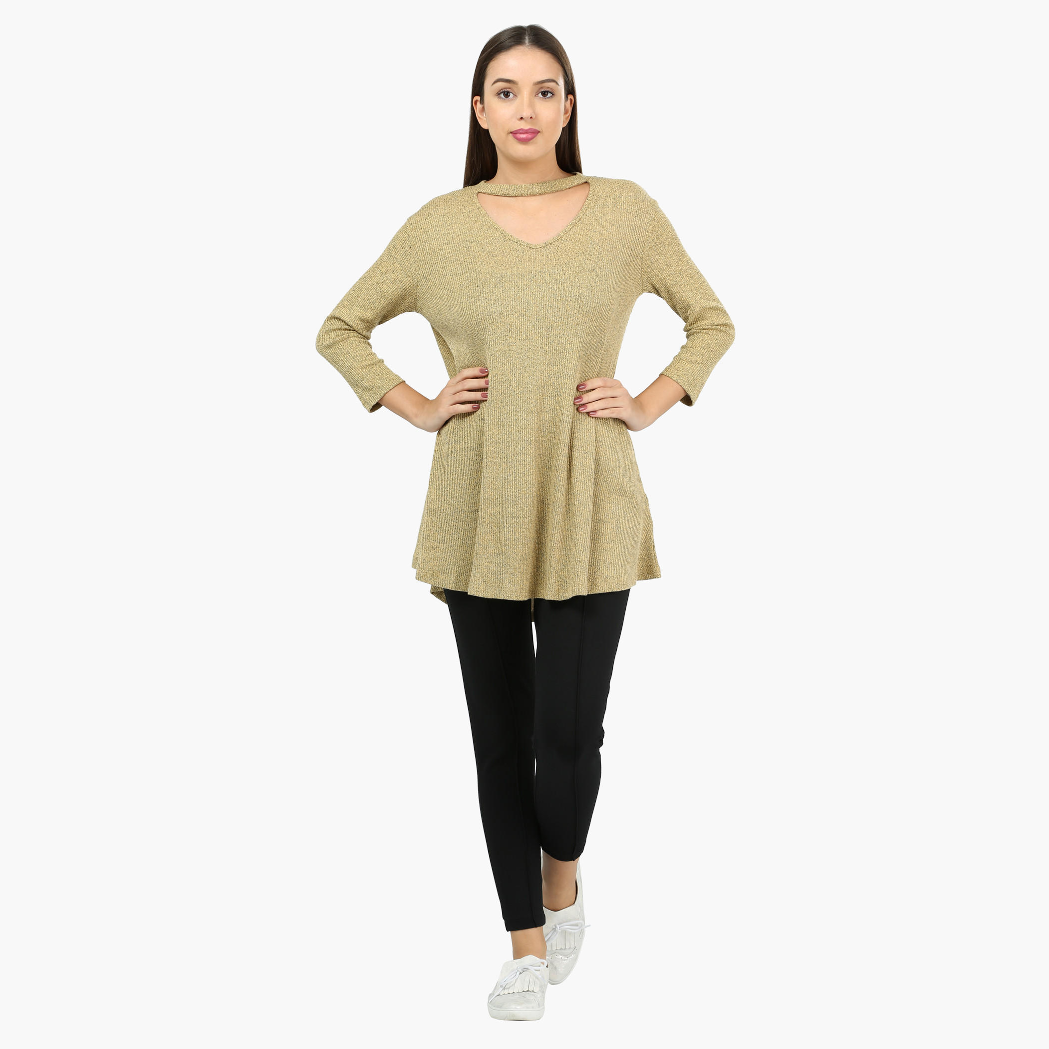 High Neck Trapeze Top with 3/4th Sleeves-women-clothing-shirtsandblouses-blouses-image-5