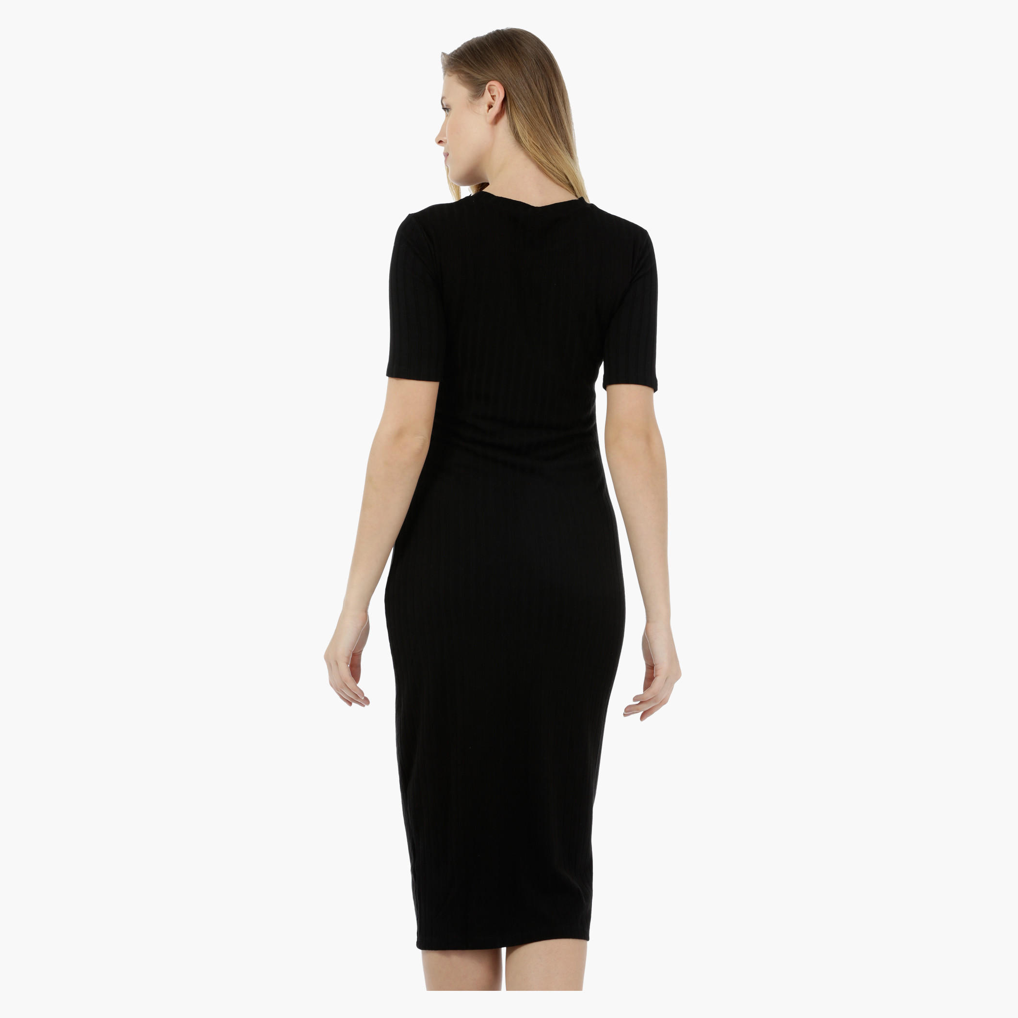 Short-sleeved Rib Bodycon Dress-women-clothing-dresses-image-2