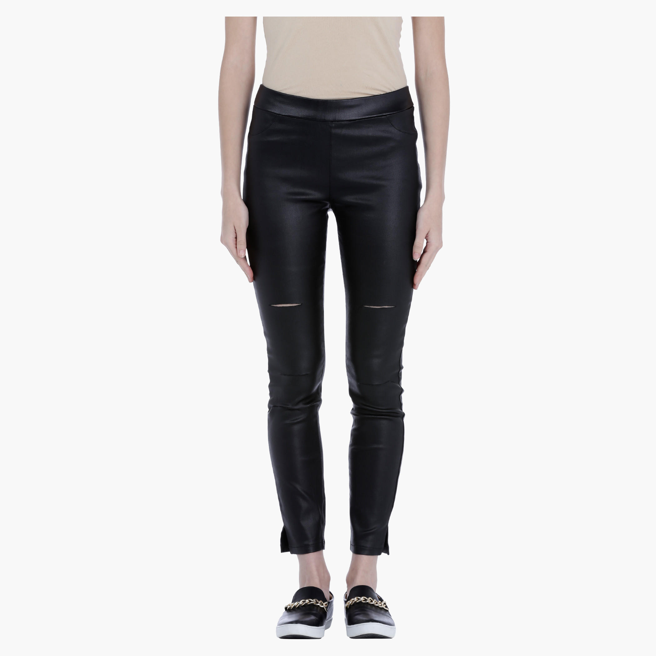 Casual Leggings with Knee Slits in Regular Fit-women-clothing-bottoms-leggings-image-1