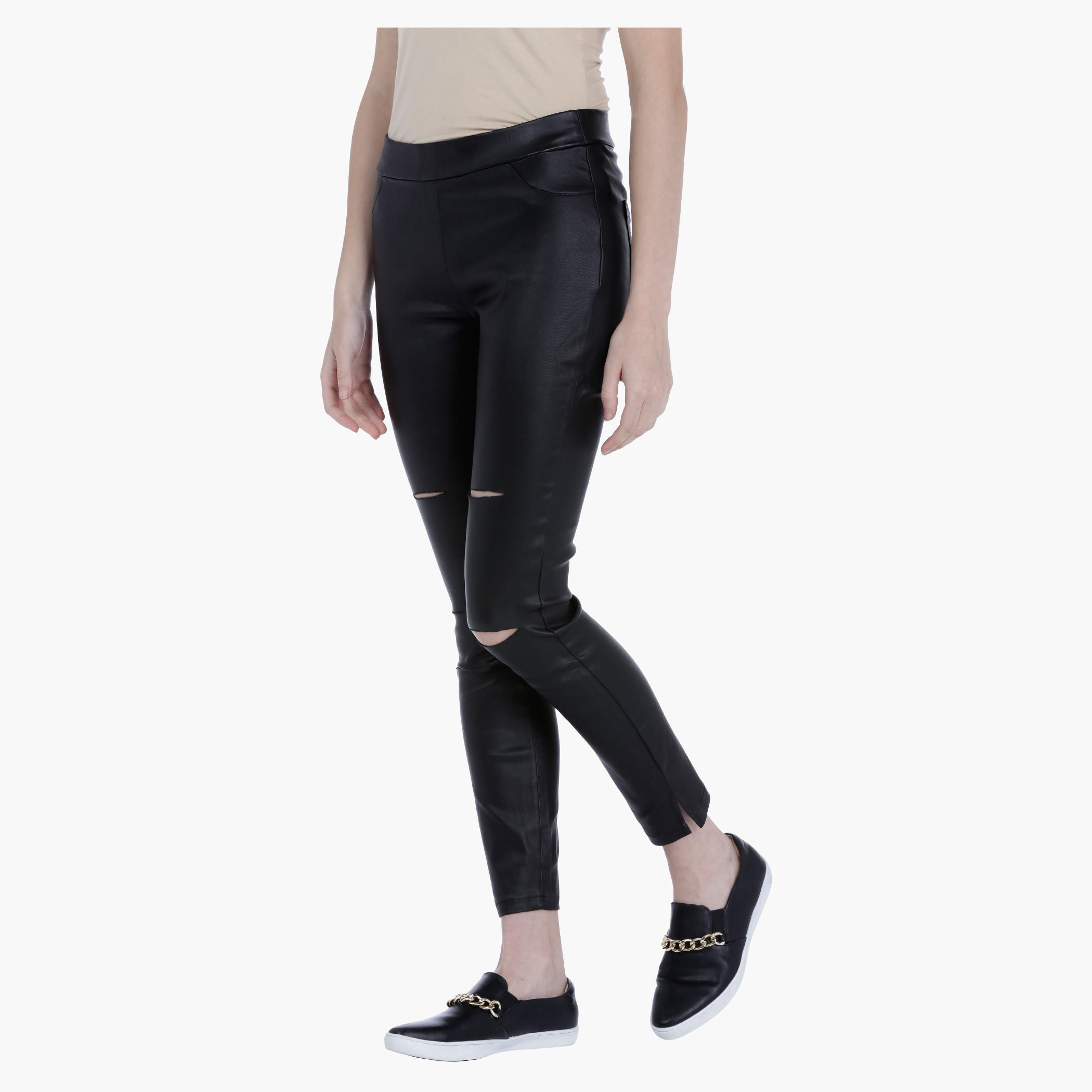 Casual Leggings with Knee Slits in Regular Fit-women-clothing-bottoms-leggings-image-3