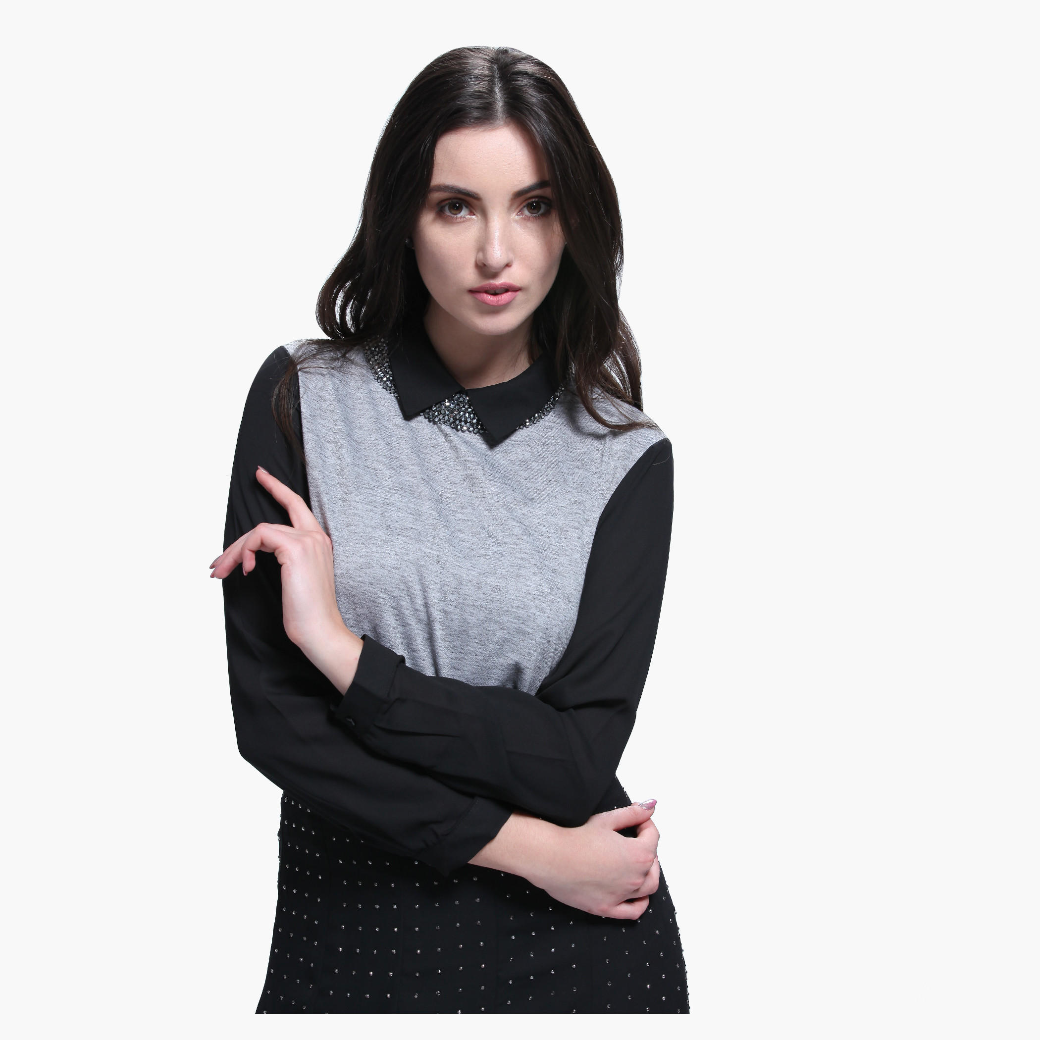 Long Sleeves Top with Collar-women-clothing-shirtsandblouses-blouses-image-1