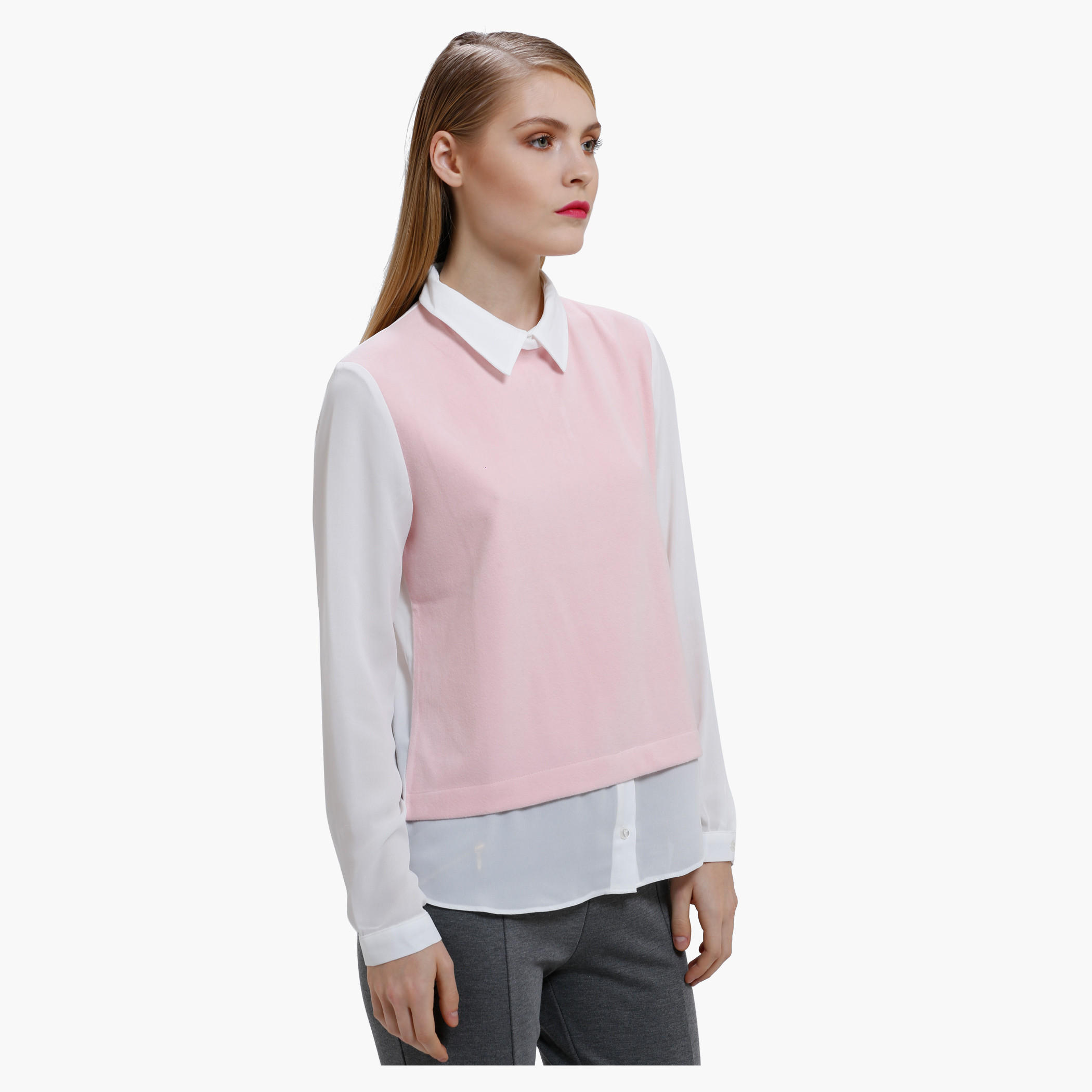 Double Layer Sweat Top with Long Sleeves-women-clothing-shirtsandblouses-blouses-image-3