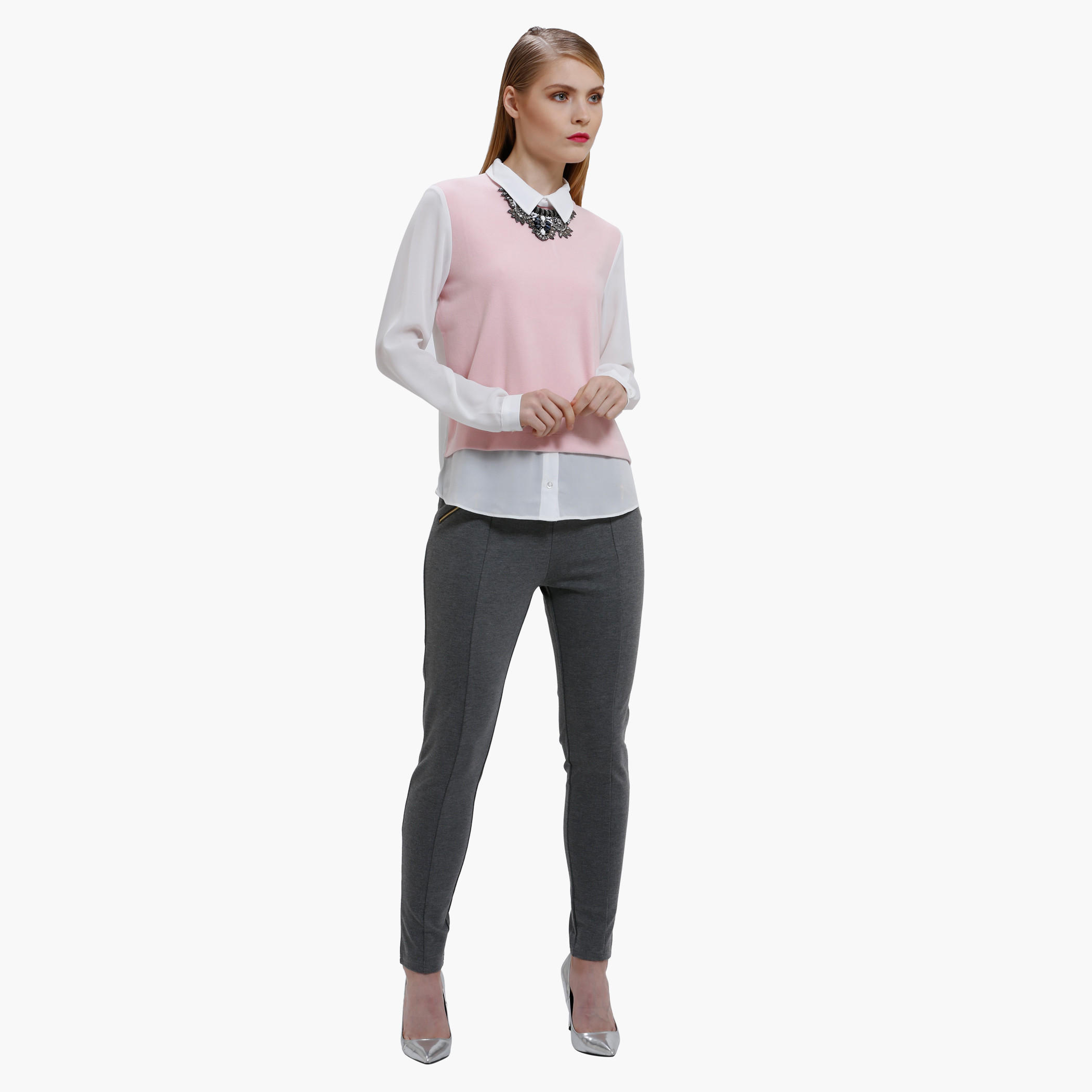 Double Layer Sweat Top with Long Sleeves-women-clothing-shirtsandblouses-blouses-image-1