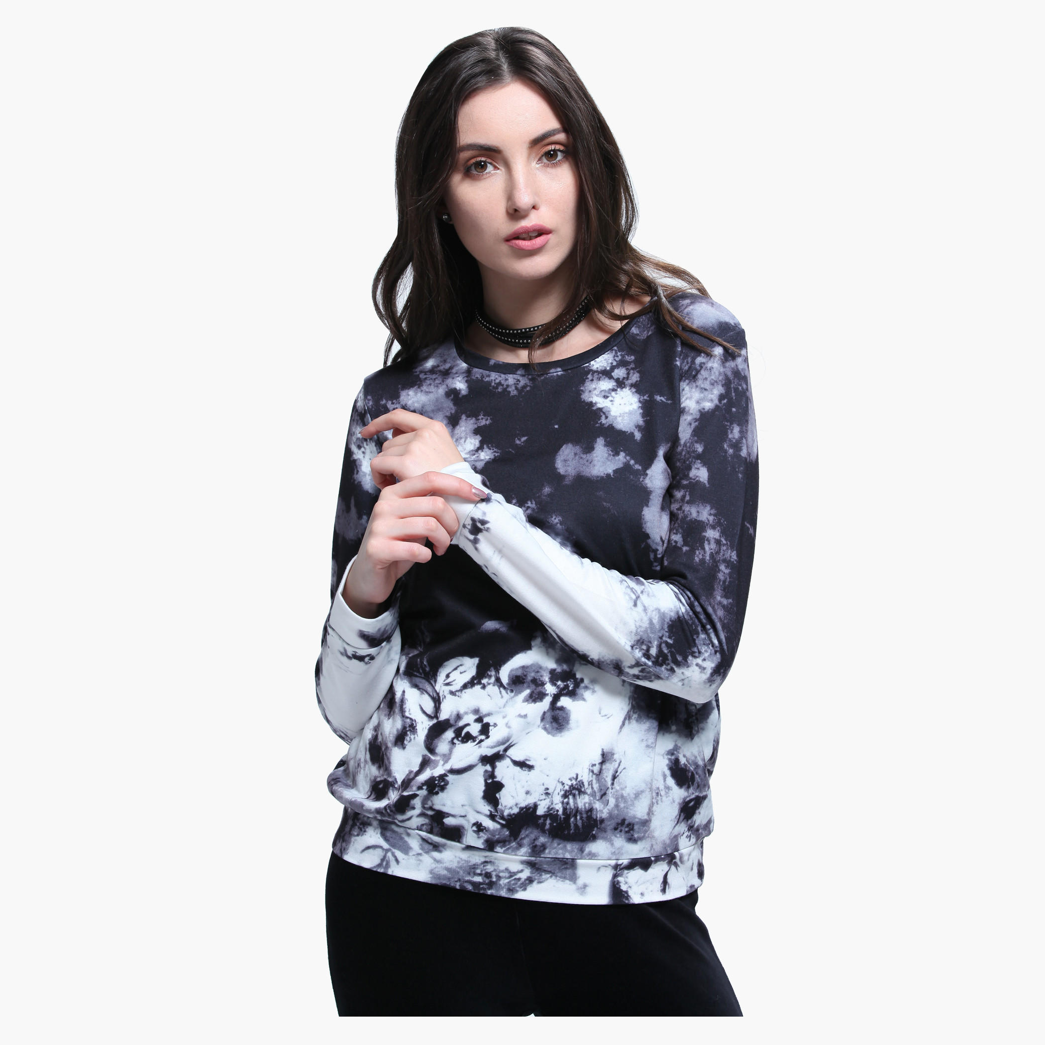 Printed Round Neck Long Sleeves T-shirt-women-clothing-tshirts-image-1