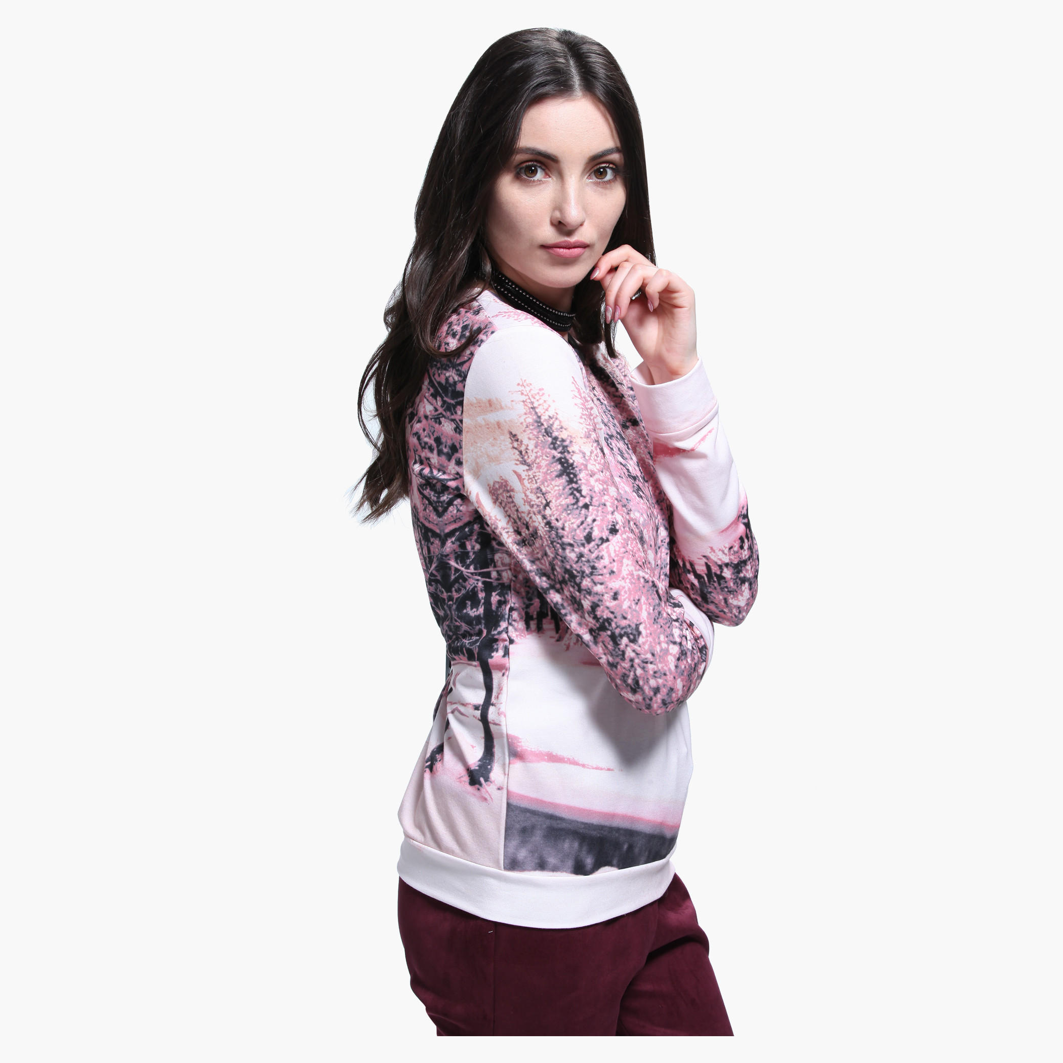 Printed Round Neck Long Sleeves T-shirt-women-clothing-tshirts-image-3