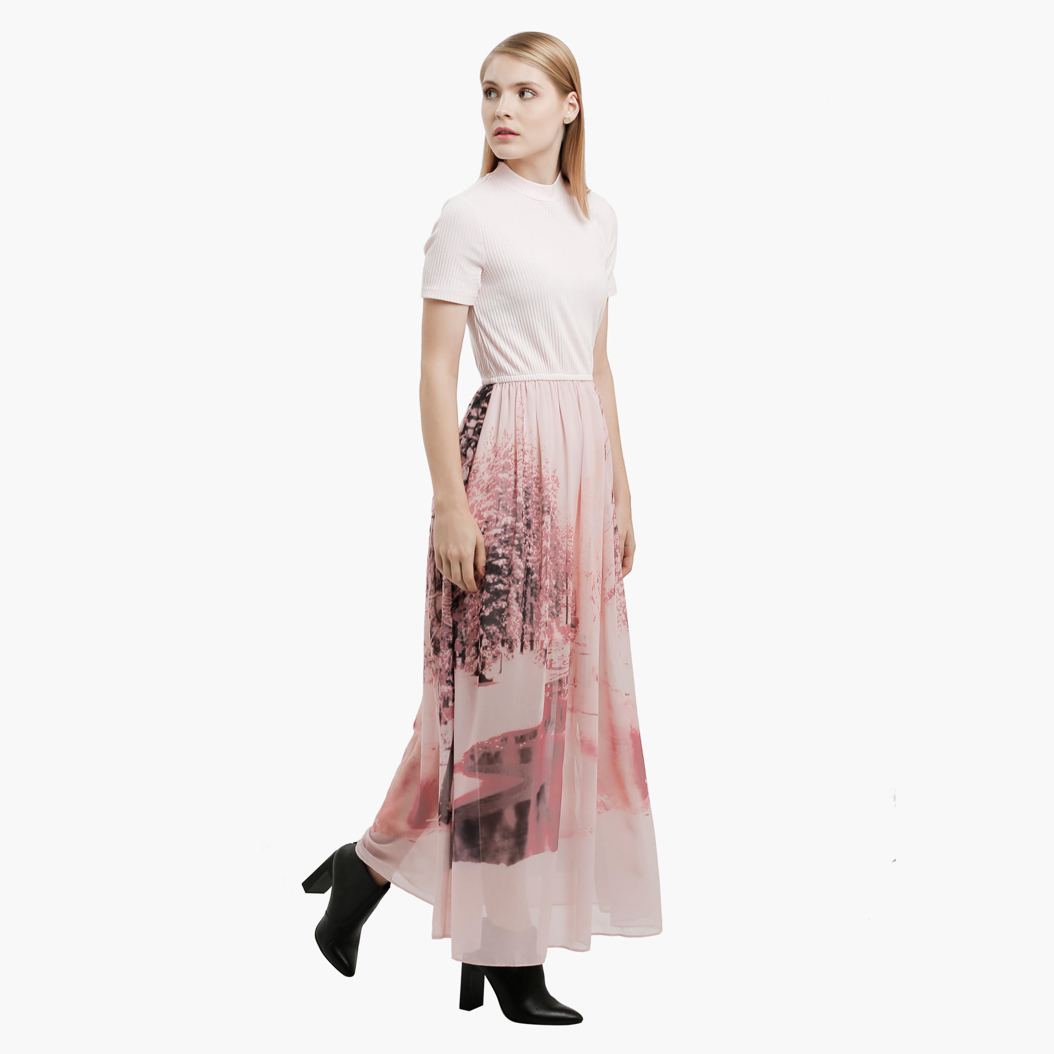 Printed Maxi Dress with Short Sleeves-women-clothing-dresses-image-1