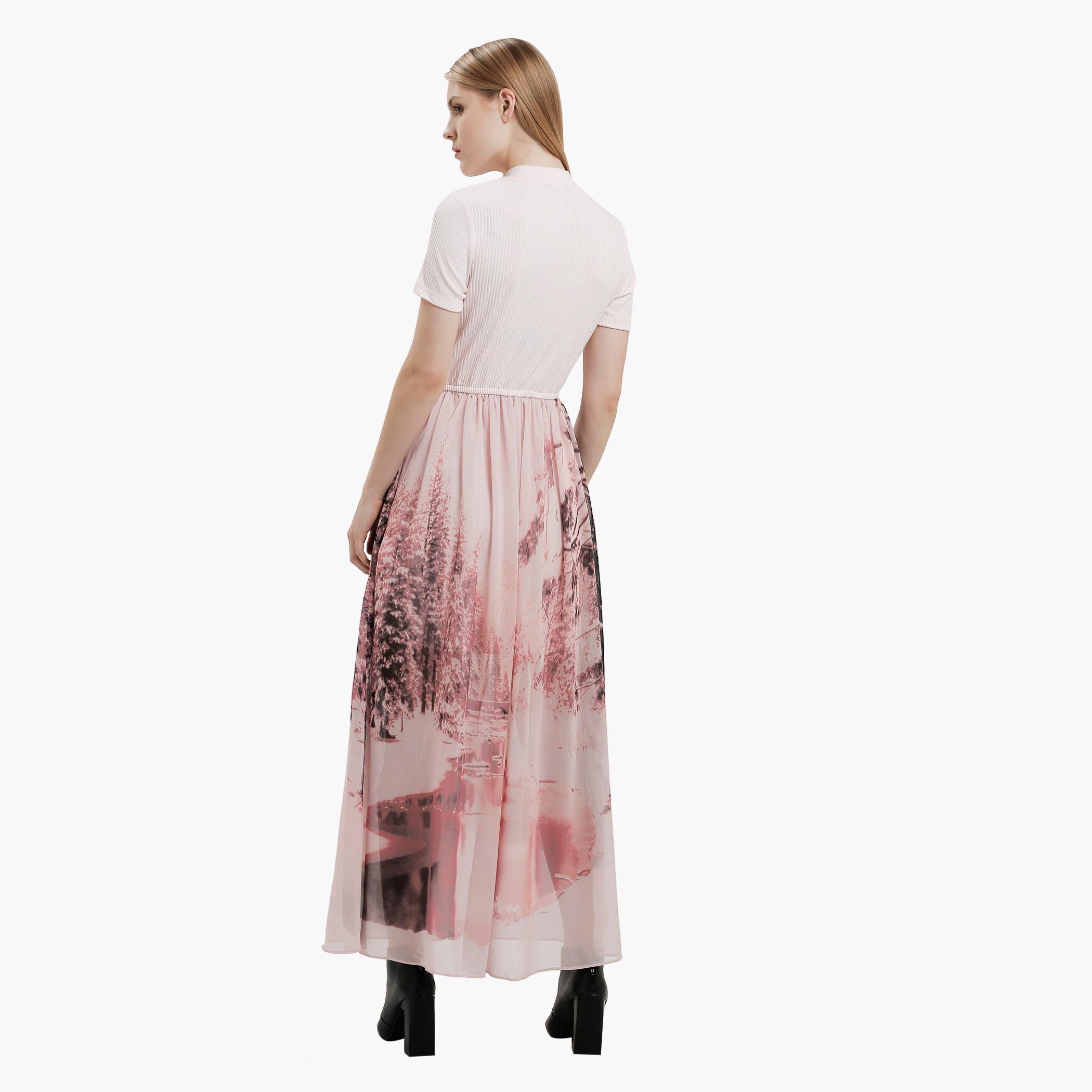 Printed Maxi Dress with Short Sleeves-women-clothing-dresses-image-2