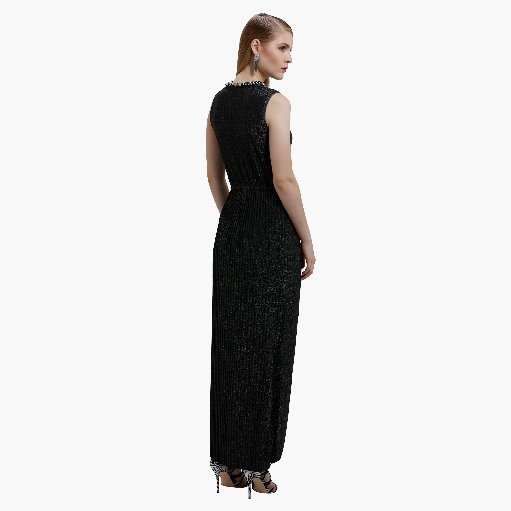 Long Dress with Ribbed Detail and Round Neck-women-clothing-dresses-image-2