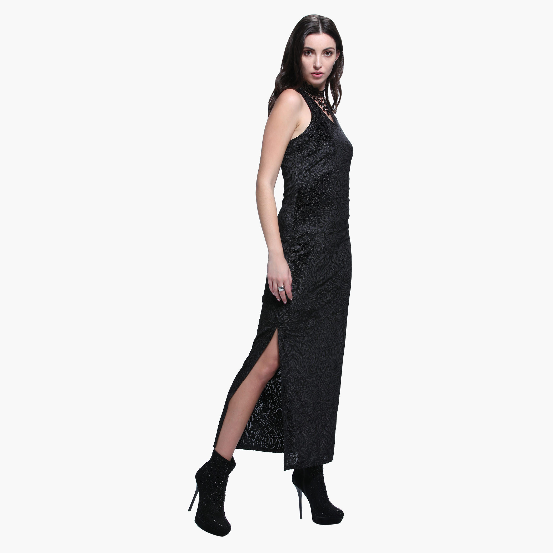 Halter Neck Maxi Dress with Side Slit-women-clothing-dresses-image-3