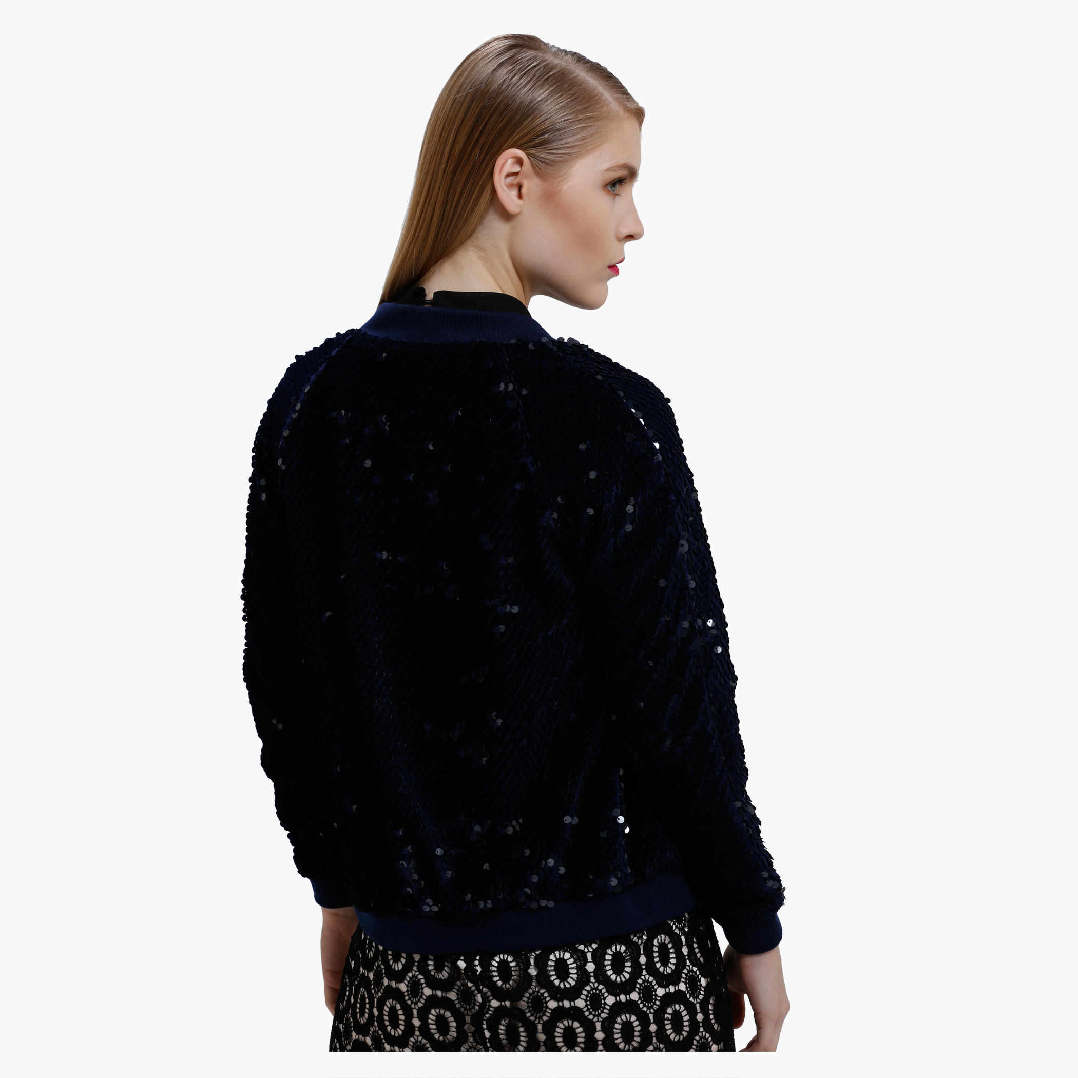 Bomber Jacket with Sequin Detail and Long Sleeves-women-winterwear-coatsandjackets-jackets-image-2