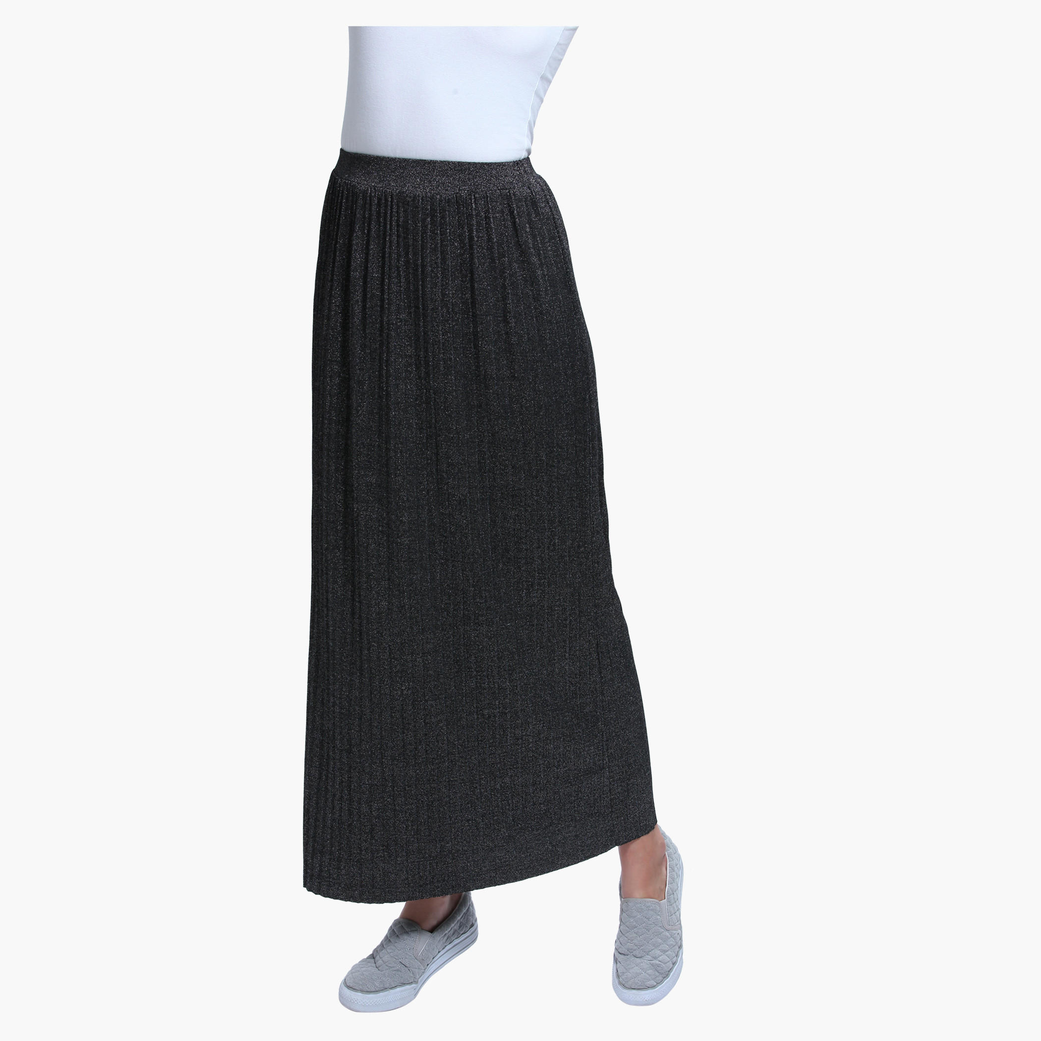Textured Column Skirt with Elasticised Waistband-women-clothing-bottoms-skirts-image-1
