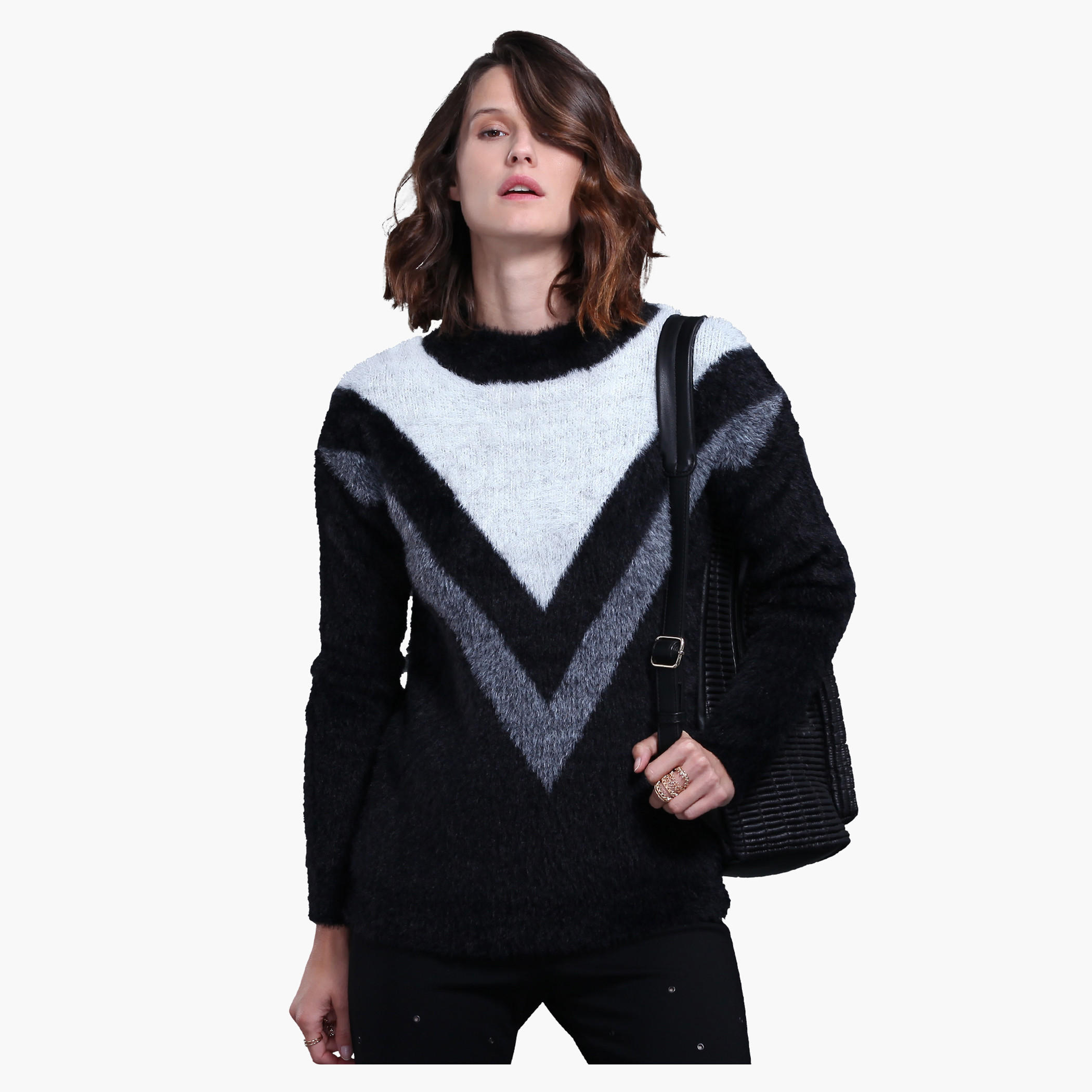 Chevron Print Long Sleeves Sweater-women-clothing-cardigansandjumpers-jumpers-image-1