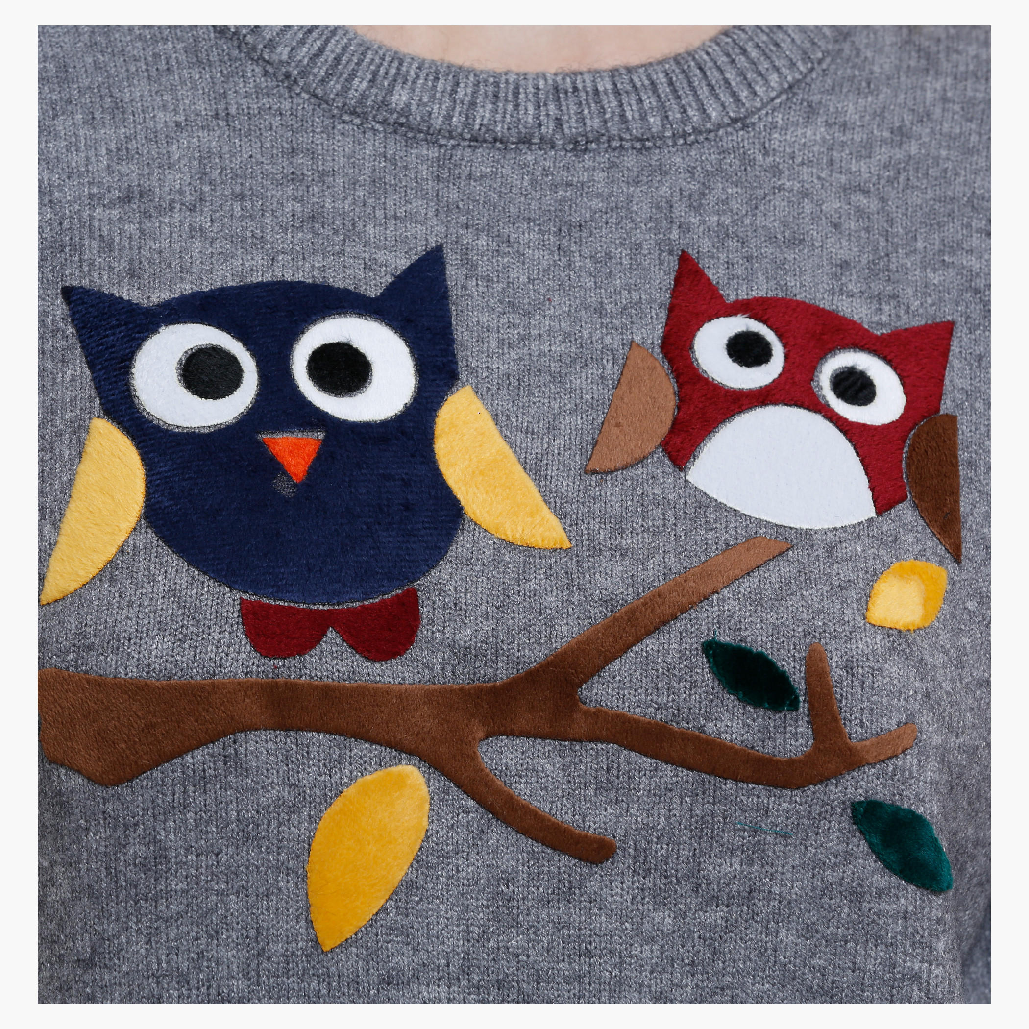 Graphic Print Sweat Top with Round Neck and Long Sleeves-women-clothing-cardigansandjumpers-jumpers-image-4