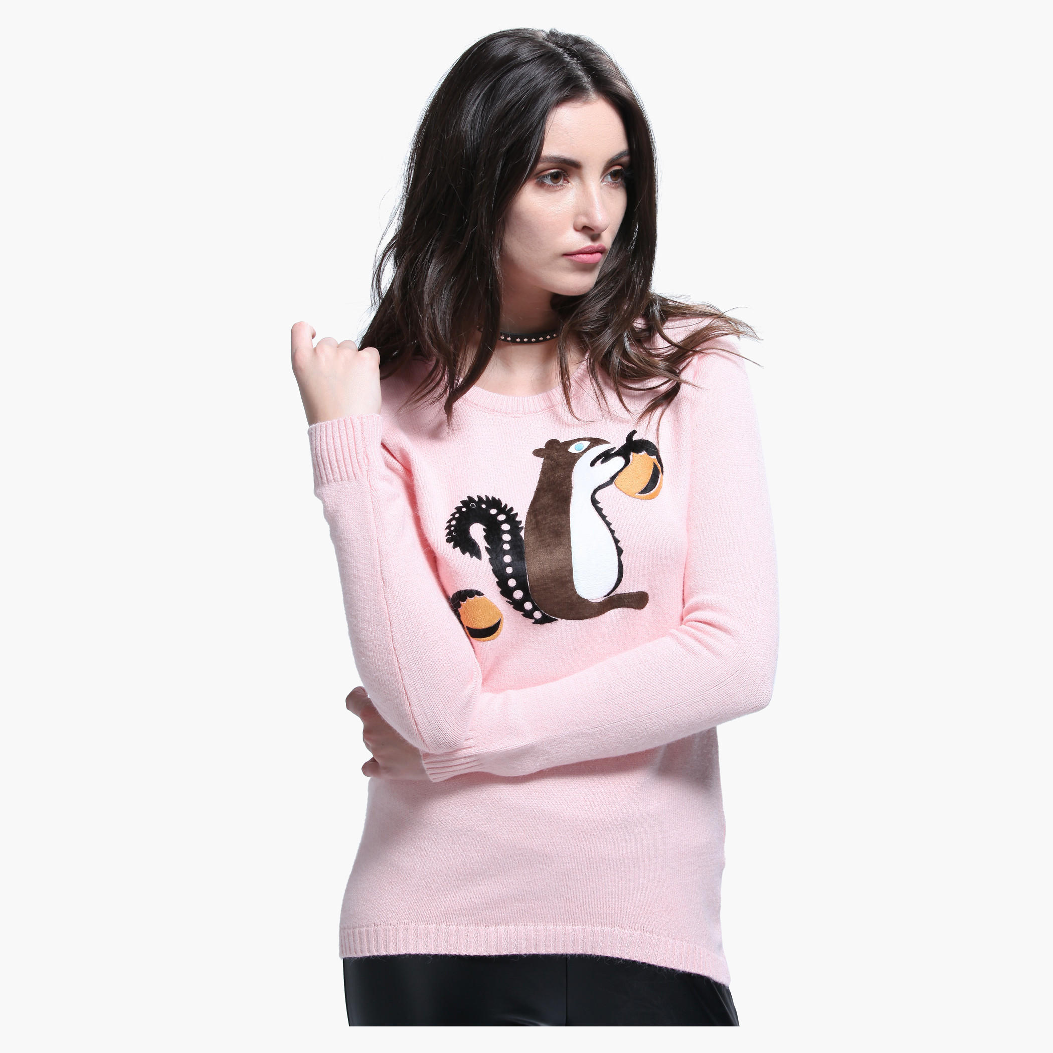 Graphic Print Long Sleeves Sweater-women-clothing-cardigansandjumpers-jumpers-image-1