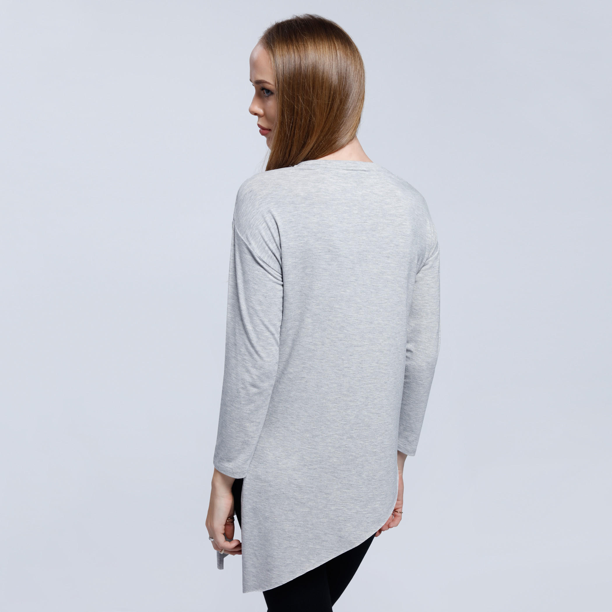 Graphic Print T-Shirt with Round Neck and Asymmetric Hem-women-clothing-tshirts-image-2