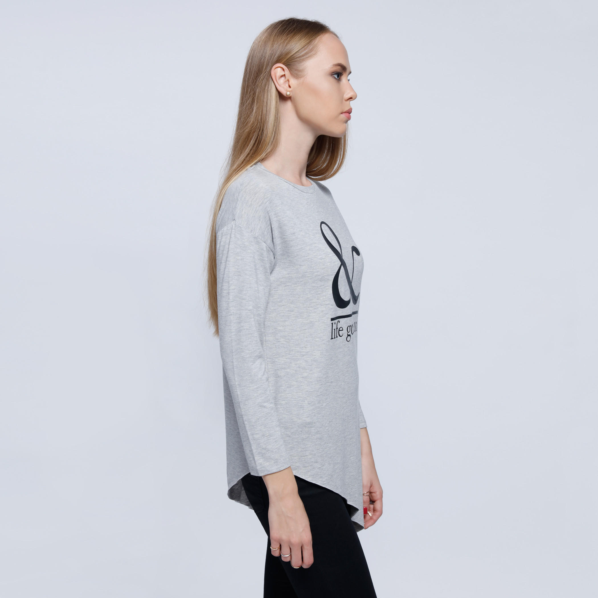 Graphic Print T-Shirt with Round Neck and Asymmetric Hem-women-clothing-tshirts-image-3