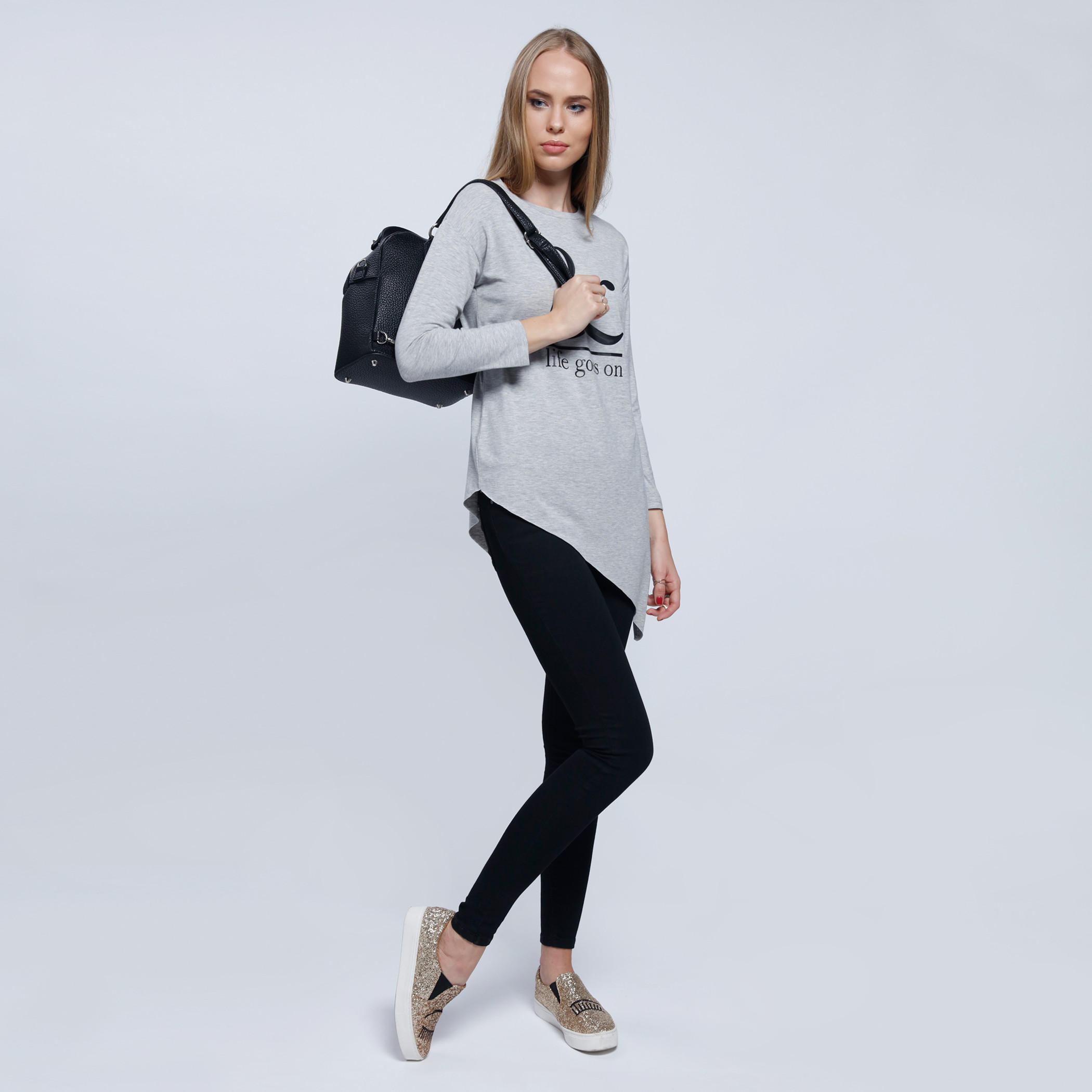 Graphic Print T-Shirt with Round Neck and Asymmetric Hem-women-clothing-tshirts-image-1