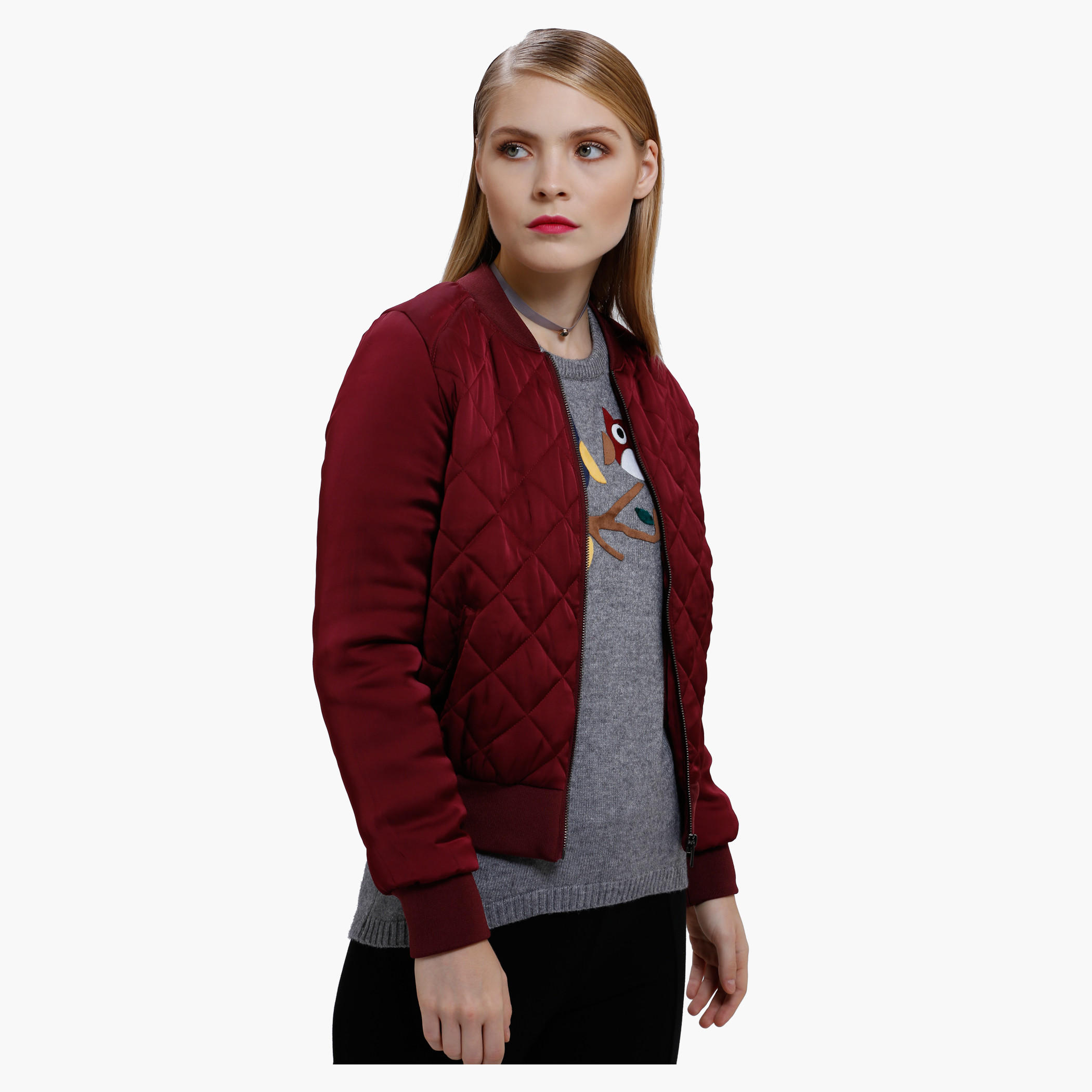 Bomber Jacket with Zip Detail and Long Sleeves-women-winterwear-coatsandjackets-jackets-image-3