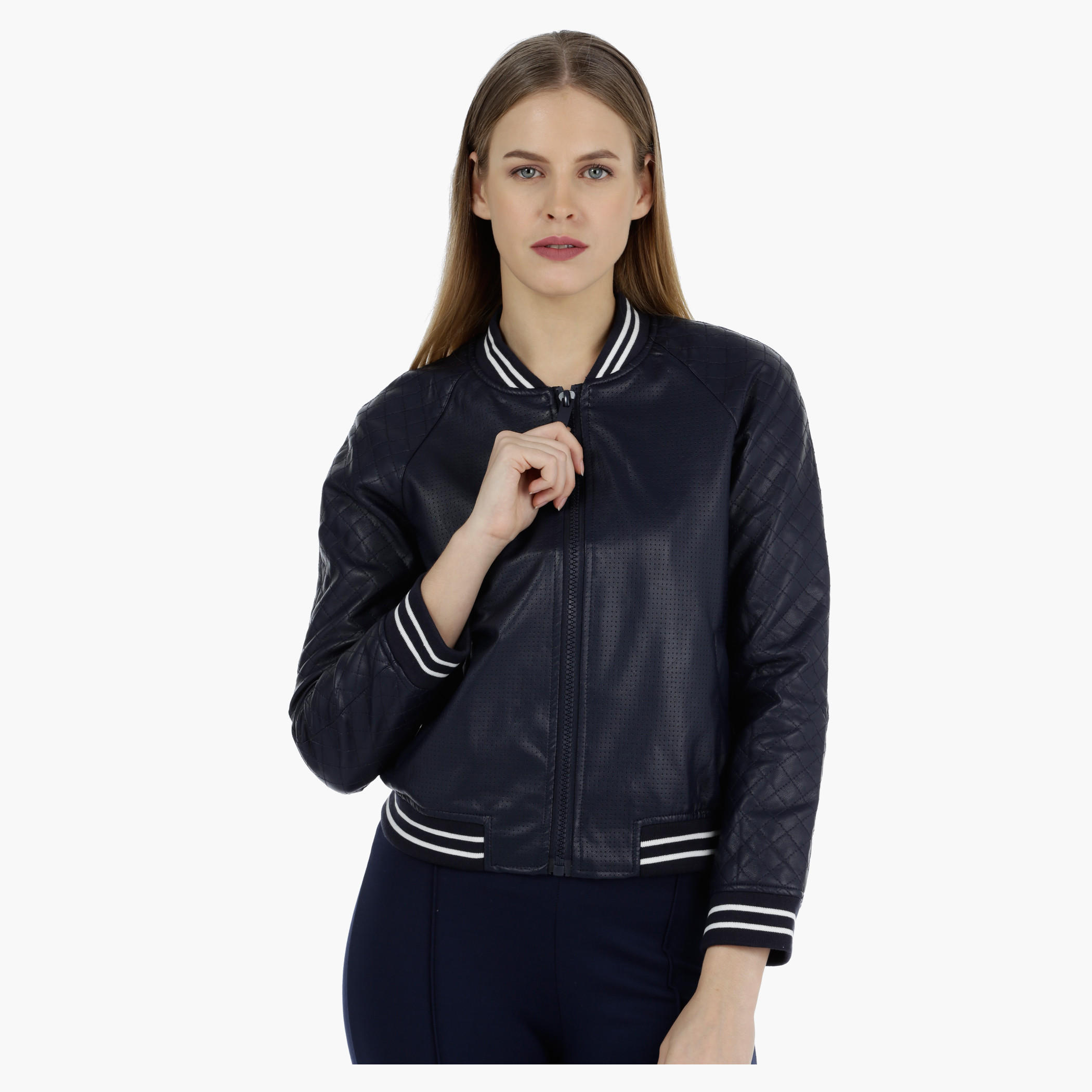 Textured Full-sleeved Bomber Jacket-women-winterwear-coatsandjackets-jackets-image-5