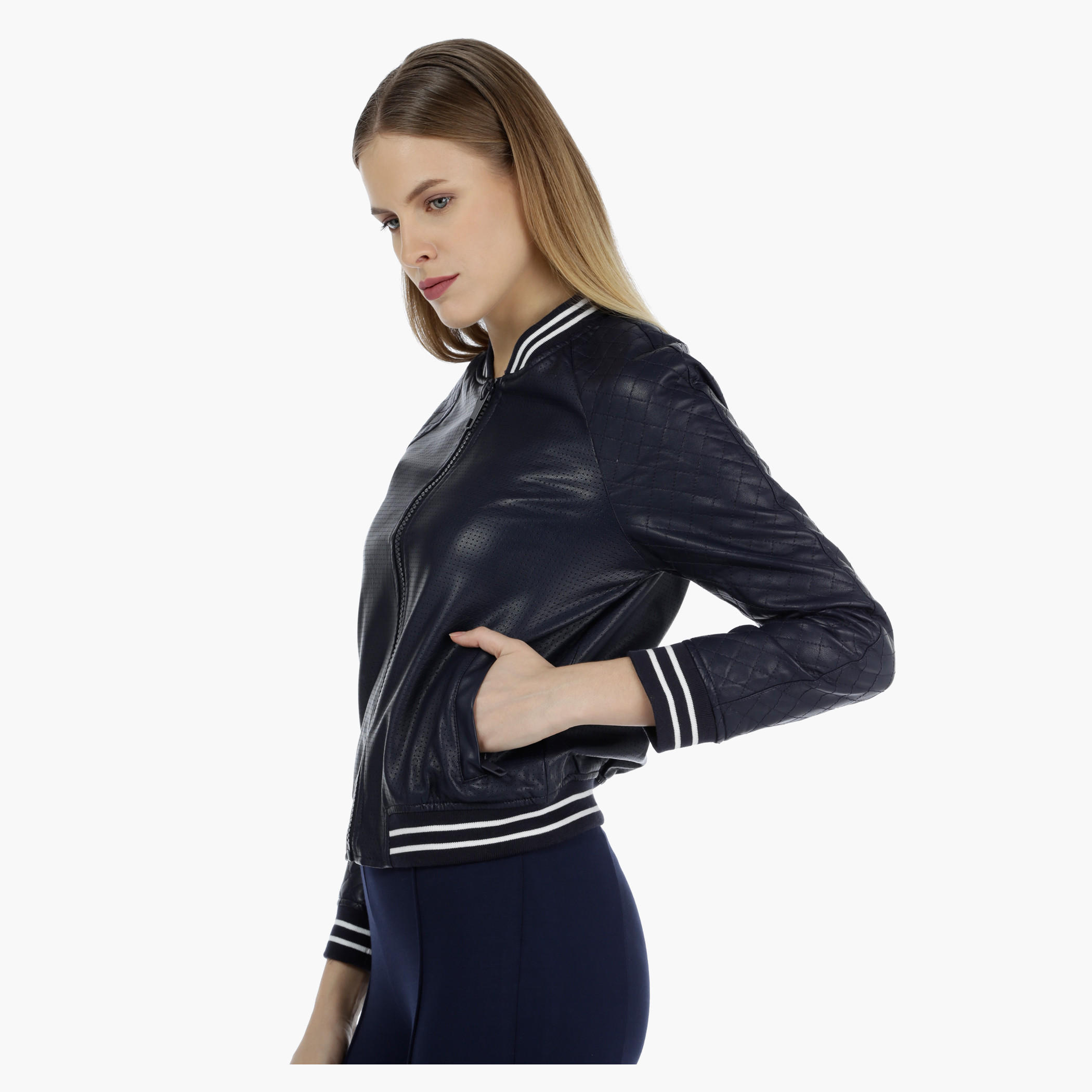 Textured Full-sleeved Bomber Jacket-women-winterwear-coatsandjackets-jackets-image-3