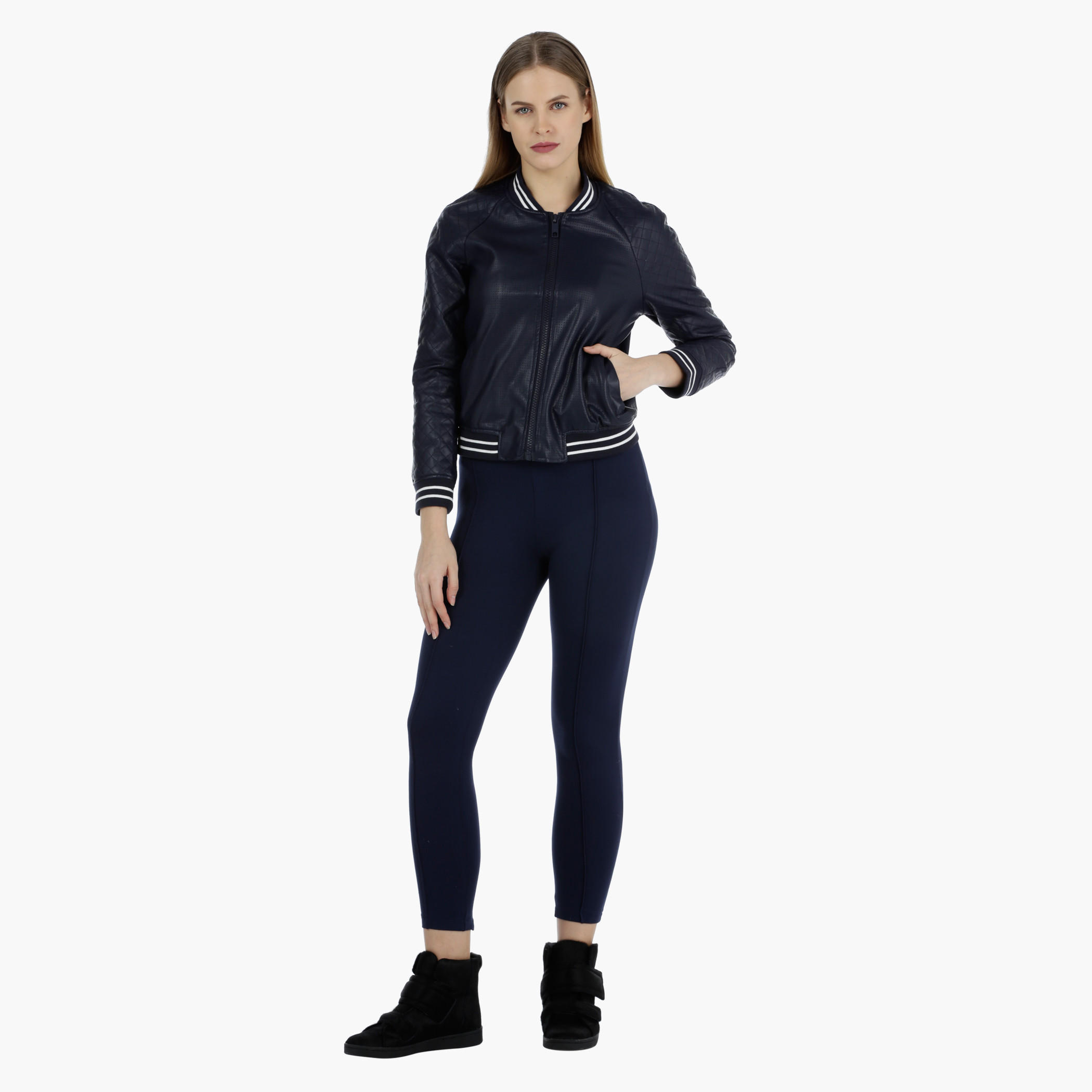 Textured Full-sleeved Bomber Jacket-women-winterwear-coatsandjackets-jackets-image-1
