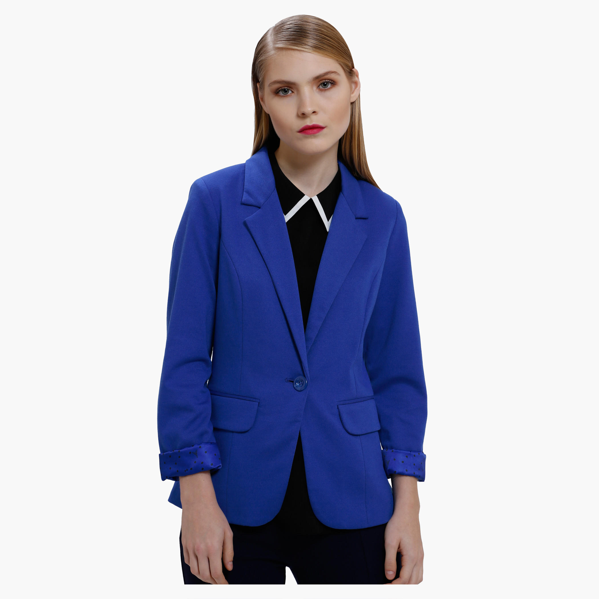 Long Sleeves Formal Jacket with Polka Dot Lining-women-clothing-coatsandjackets-blazers-image-1