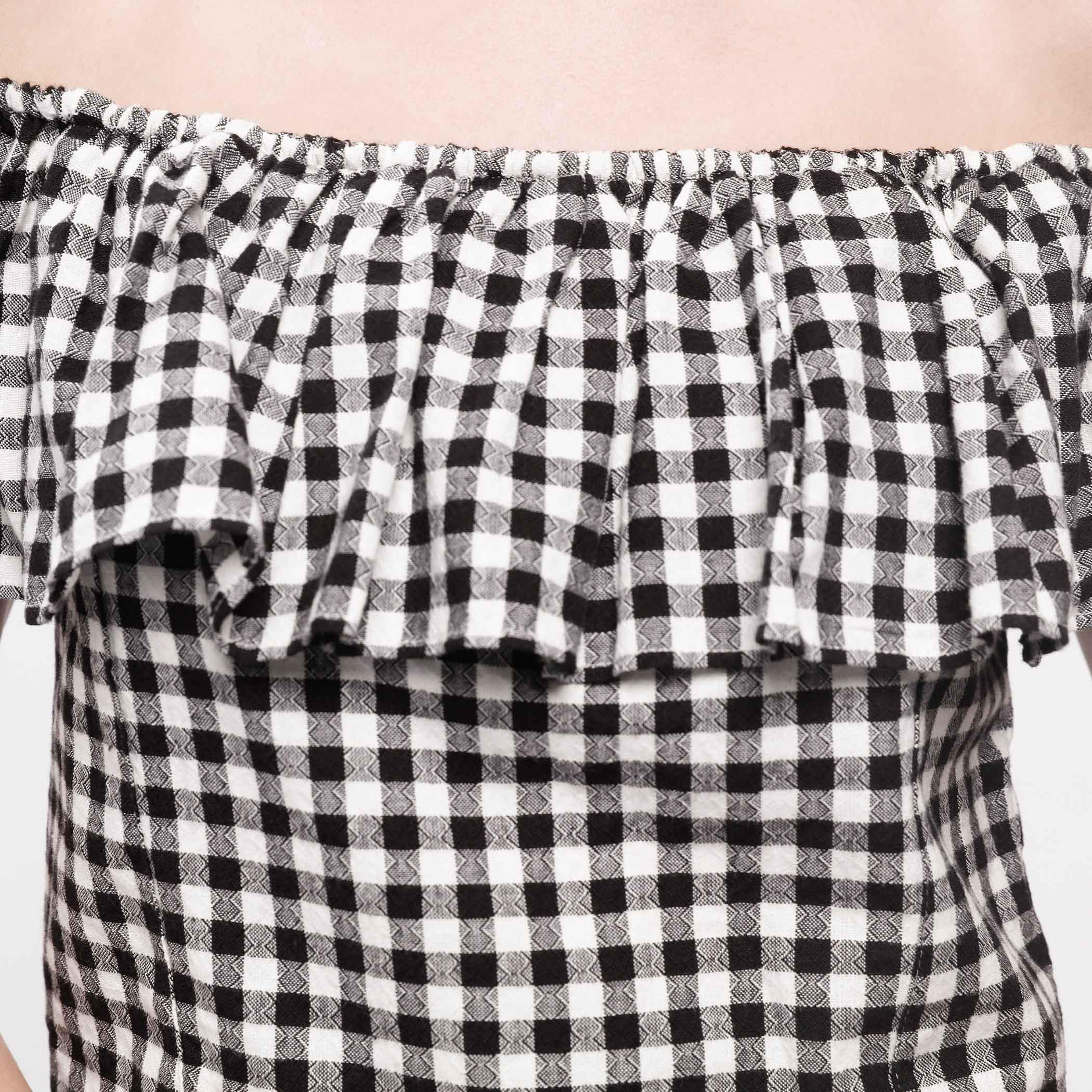 Chequered Crop Top with Off Shoulder Pattern-women-clothing-shirtsandblouses-blouses-image-4