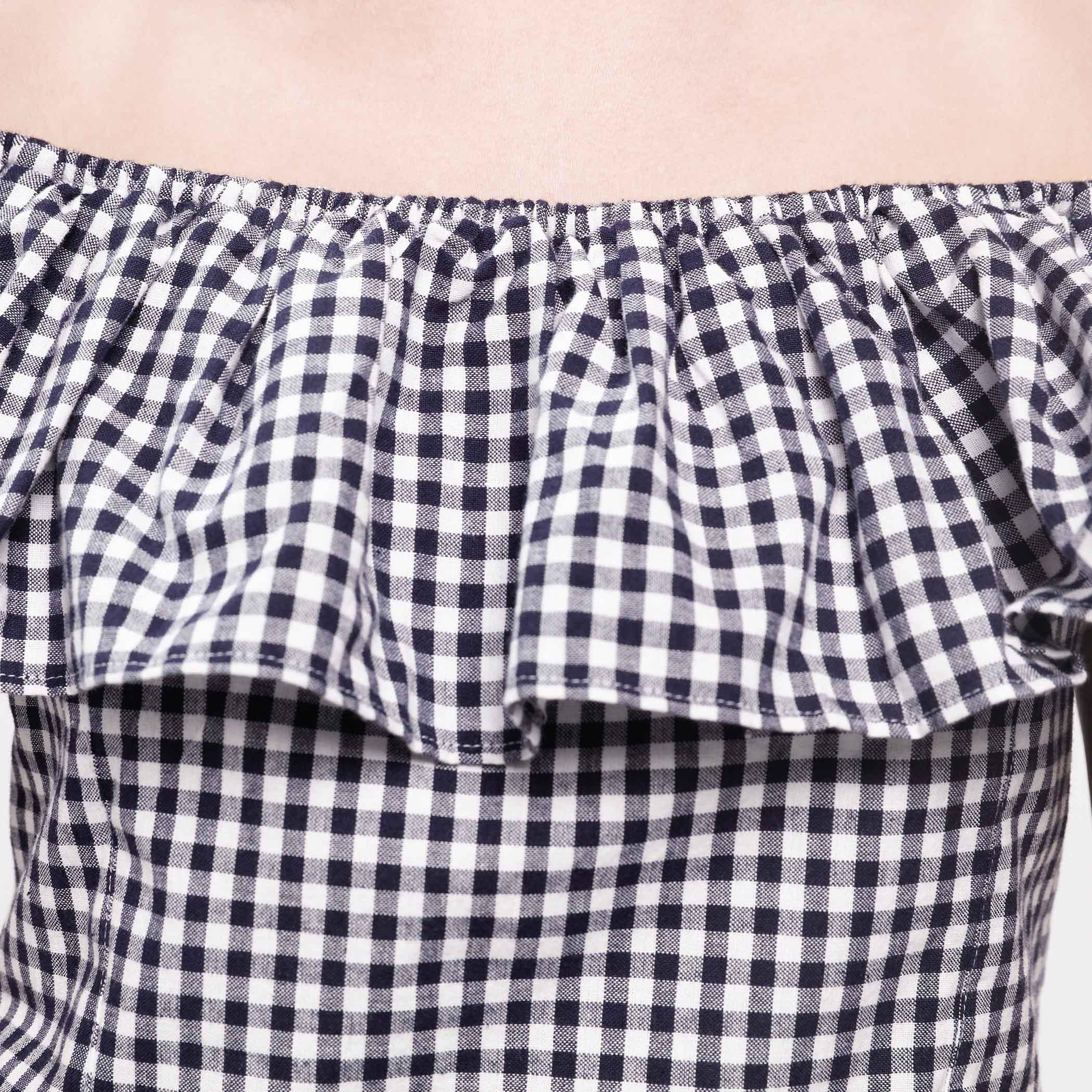 Chequered Crop Top with Off Shoulder Pattern-women-clothing-shirtsandblouses-blouses-image-14