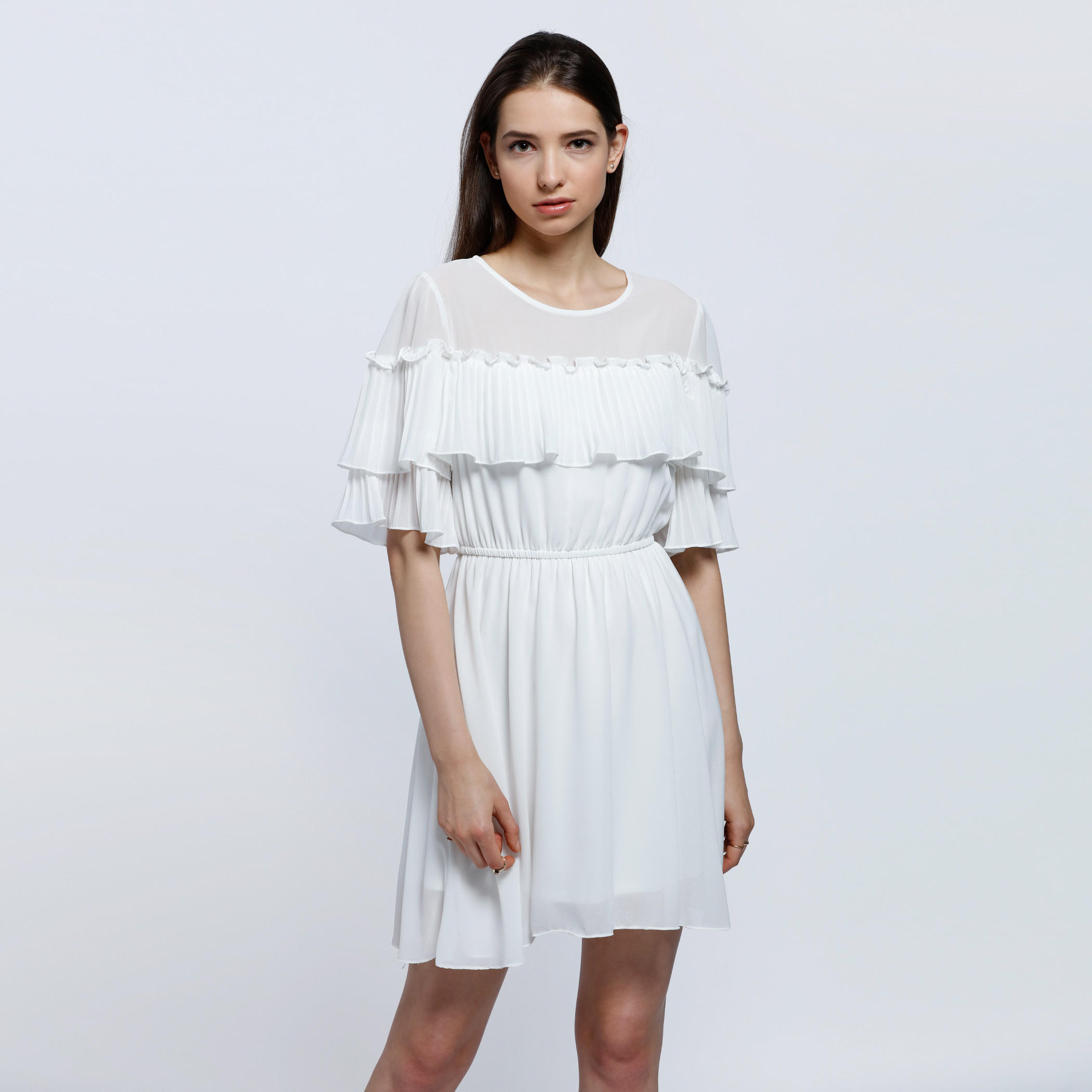 Layered Ruffle Dress Elasticised Waistband-women-clothing-dresses-image-5