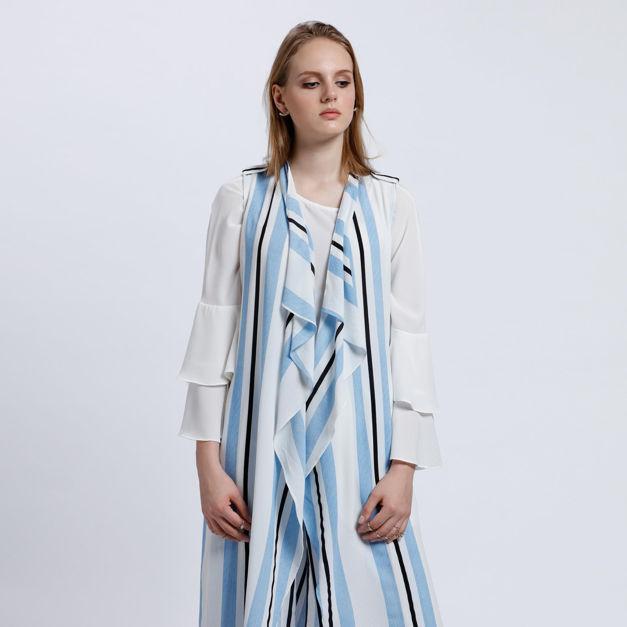 Striped Sleeveless Ruffle Jacket-women-winterwear-coatsandjackets-jackets-image-5