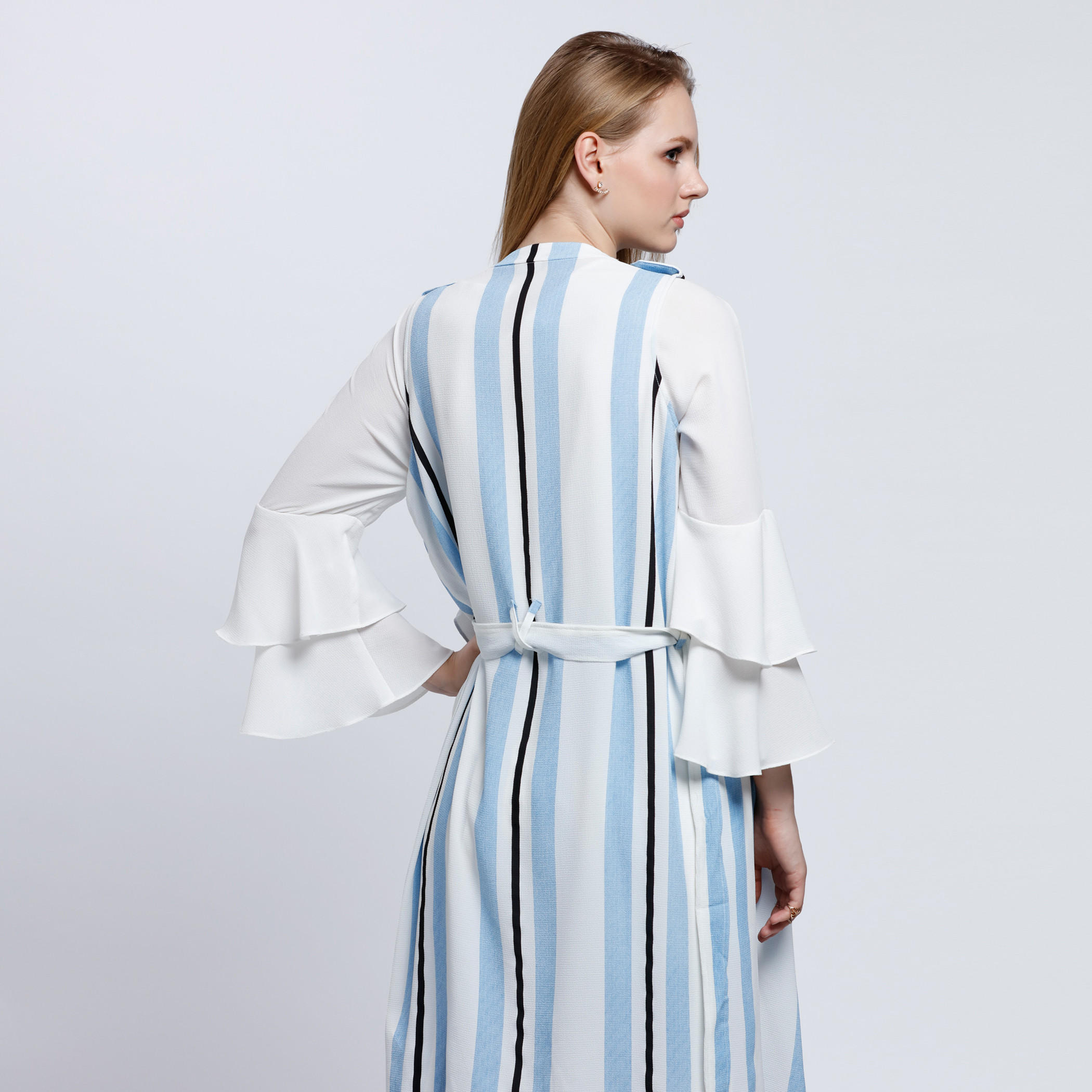 Striped Sleeveless Ruffle Jacket-women-winterwear-coatsandjackets-jackets-image-4