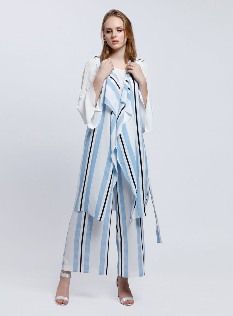Striped Sleeveless Ruffle Jacket-women-winterwear-coatsandjackets-jackets-image-5