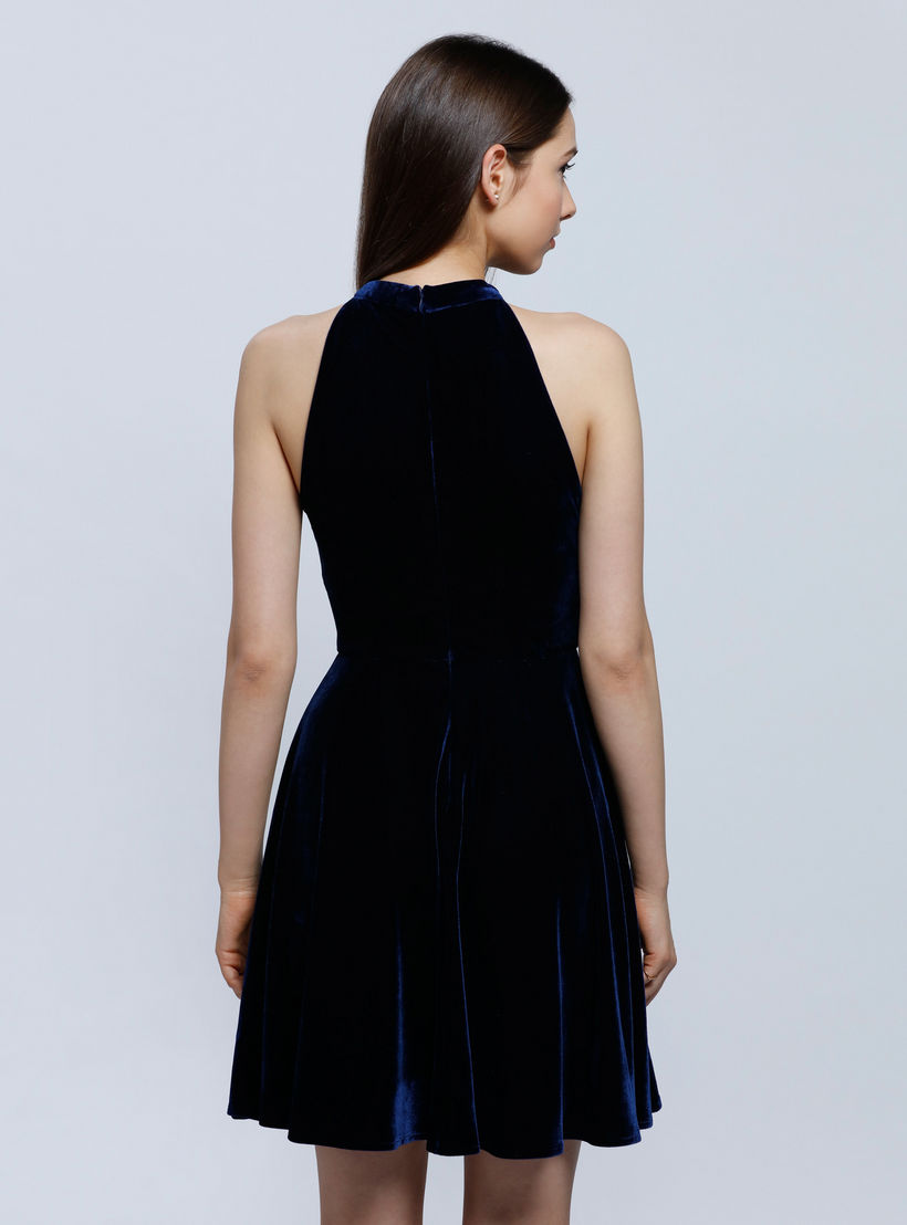 Sleeveless Skater Dress with Choker Neck-women-clothing-dresses-image-2