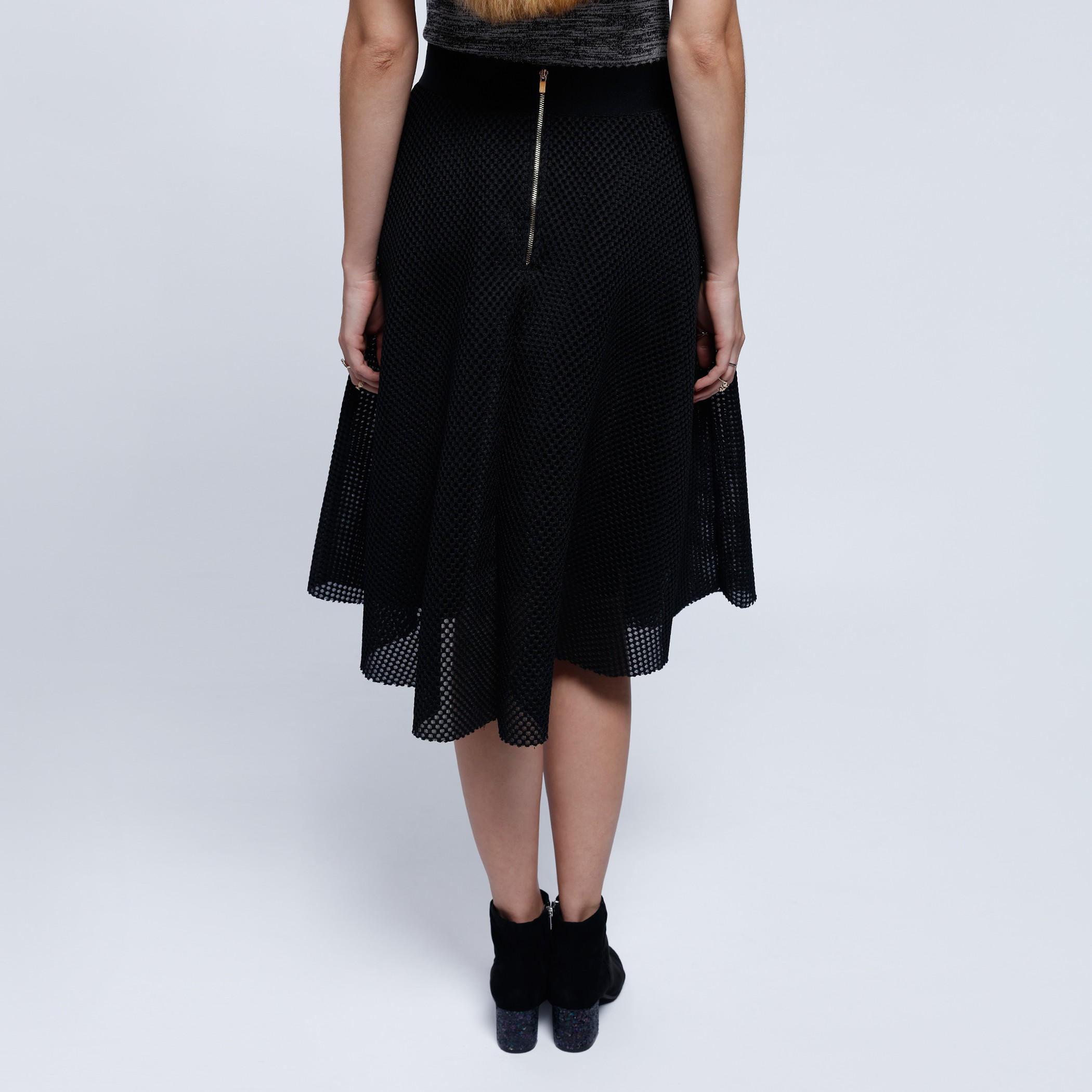 Neoprene Mesh Skirt with Elastic Waistband and Zip Closure-women-clothing-bottoms-skirts-image-2
