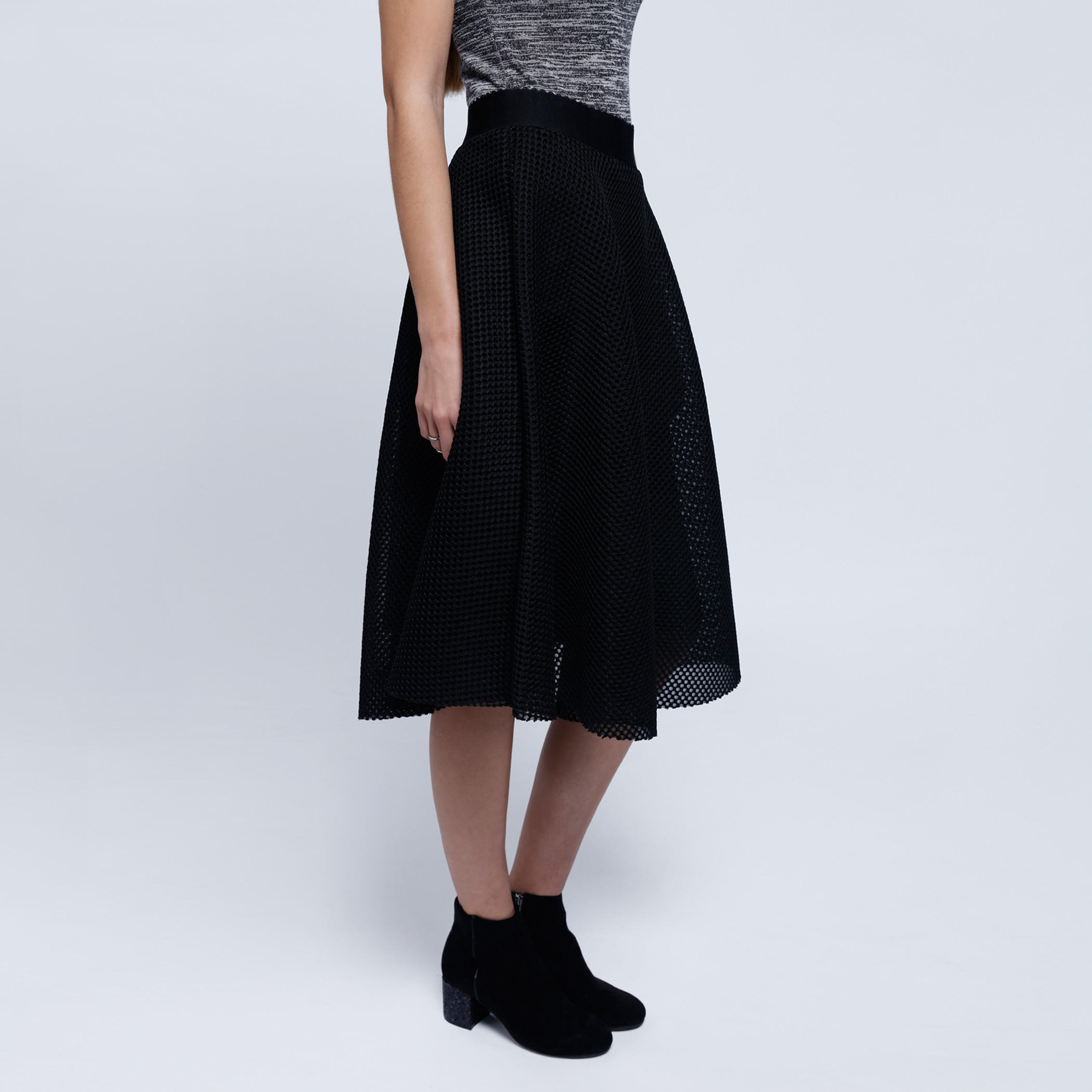 Neoprene Mesh Skirt with Elastic Waistband and Zip Closure-women-clothing-bottoms-skirts-image-3