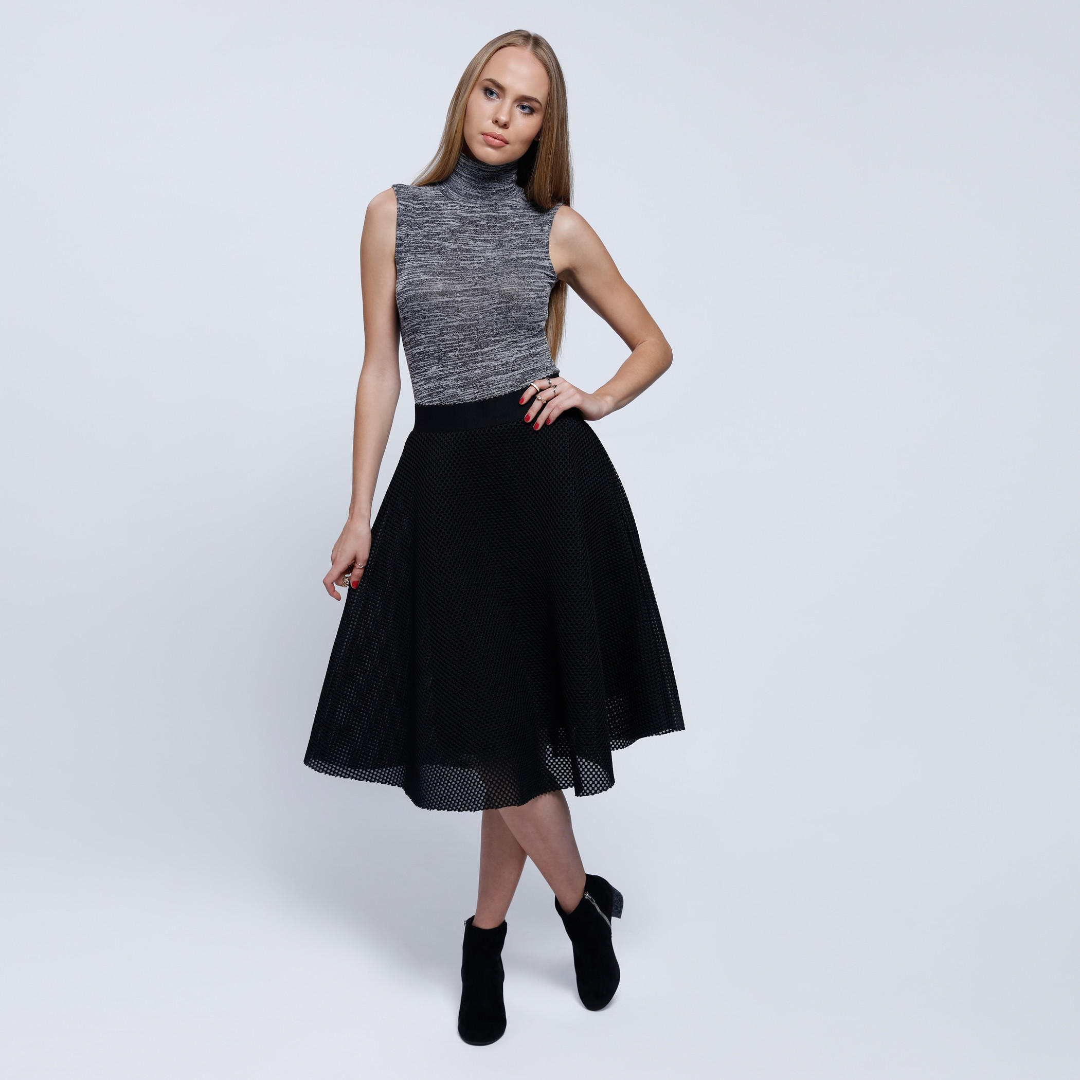Neoprene Mesh Skirt with Elastic Waistband and Zip Closure-women-clothing-bottoms-skirts-image-5