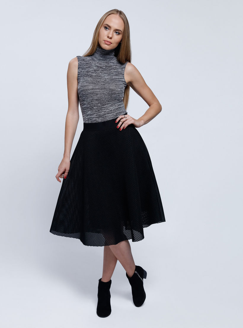 Neoprene Mesh Skirt with Elastic Waistband and Zip Closure-women-clothing-bottoms-skirts-image-5